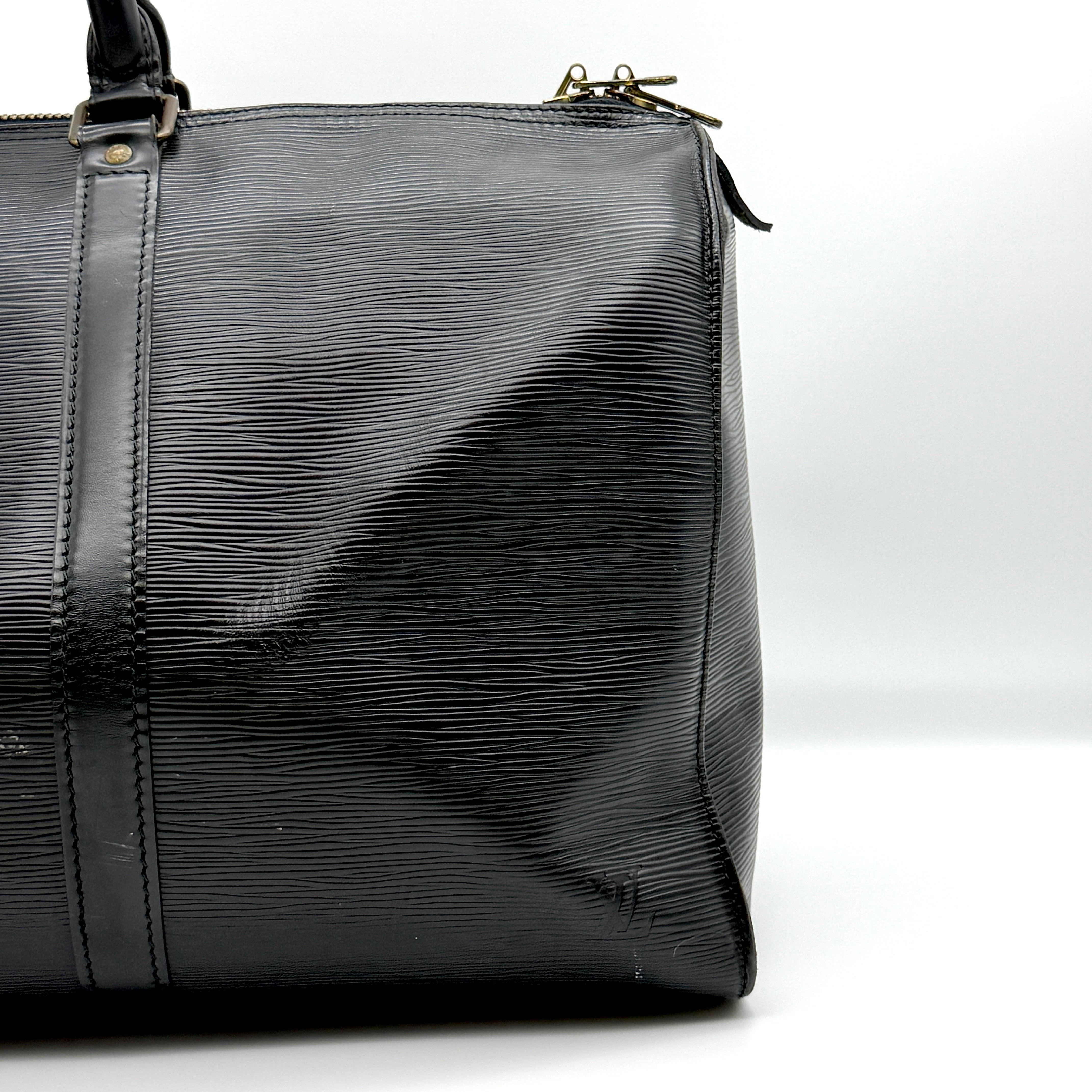 Louis Vuitton Keepall 50 Black Epi Duffle Bag Black