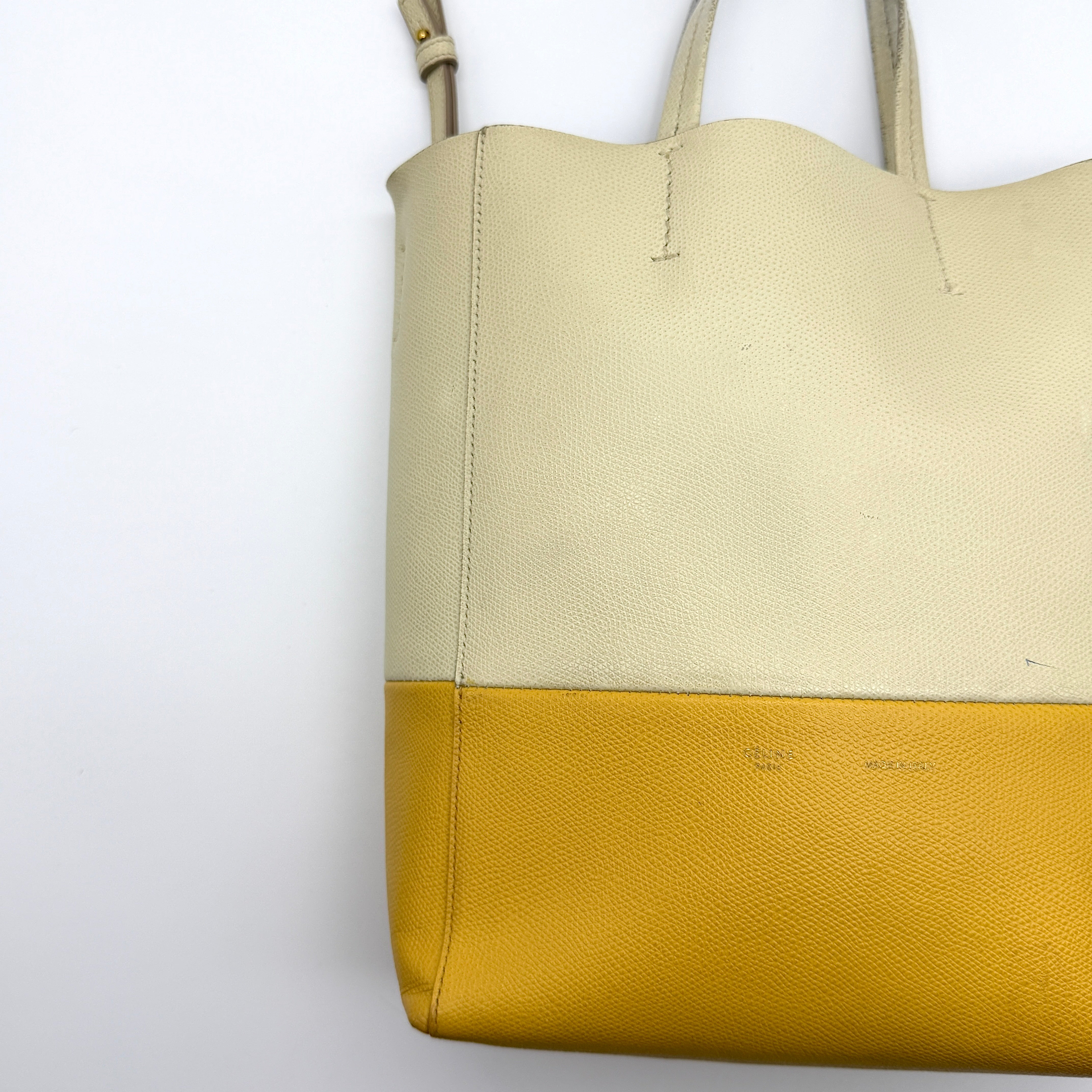 Celine Vertical Cabas Bicolor Tote Bag Yellow/White