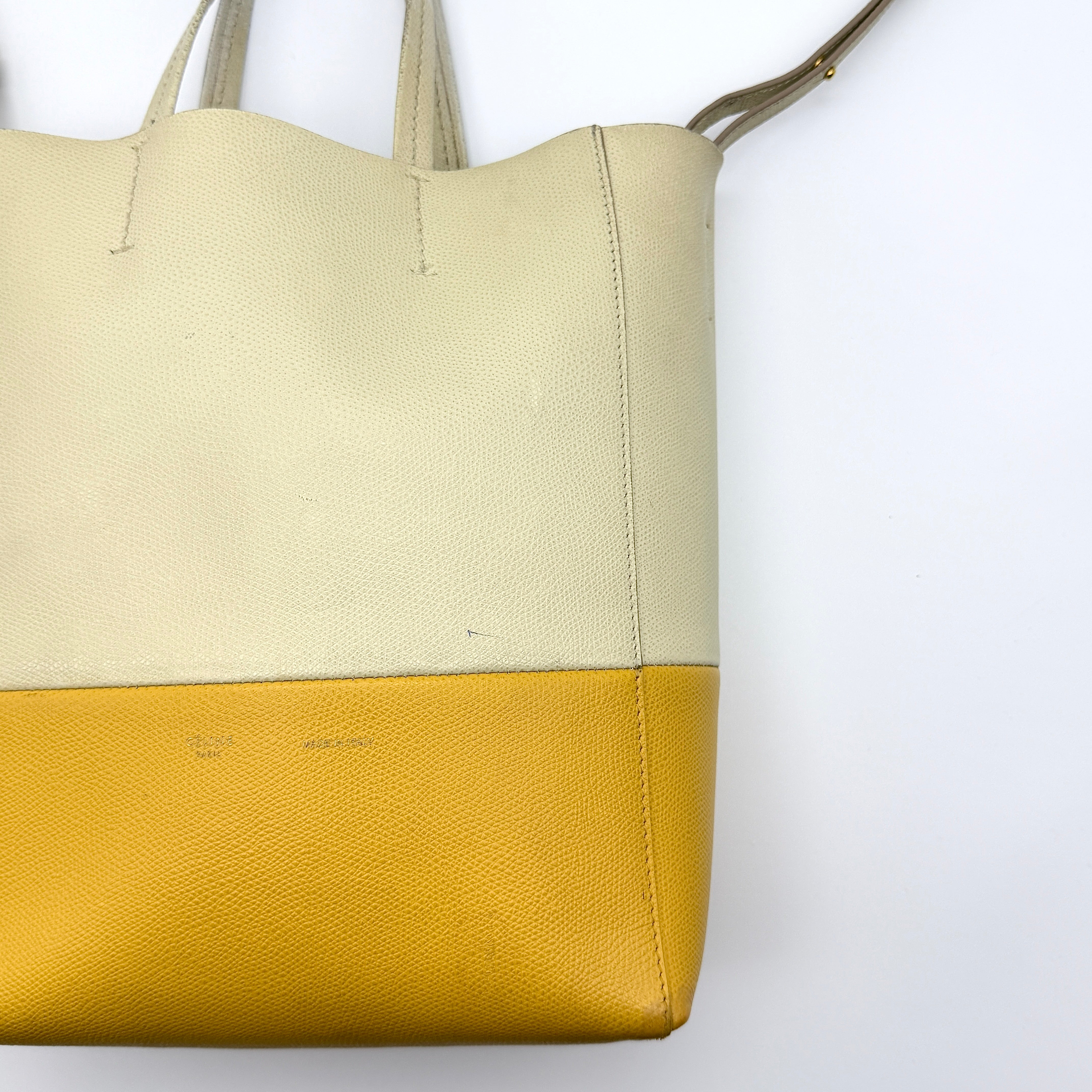 Celine Vertical Cabas Bicolor Tote Bag Yellow/White