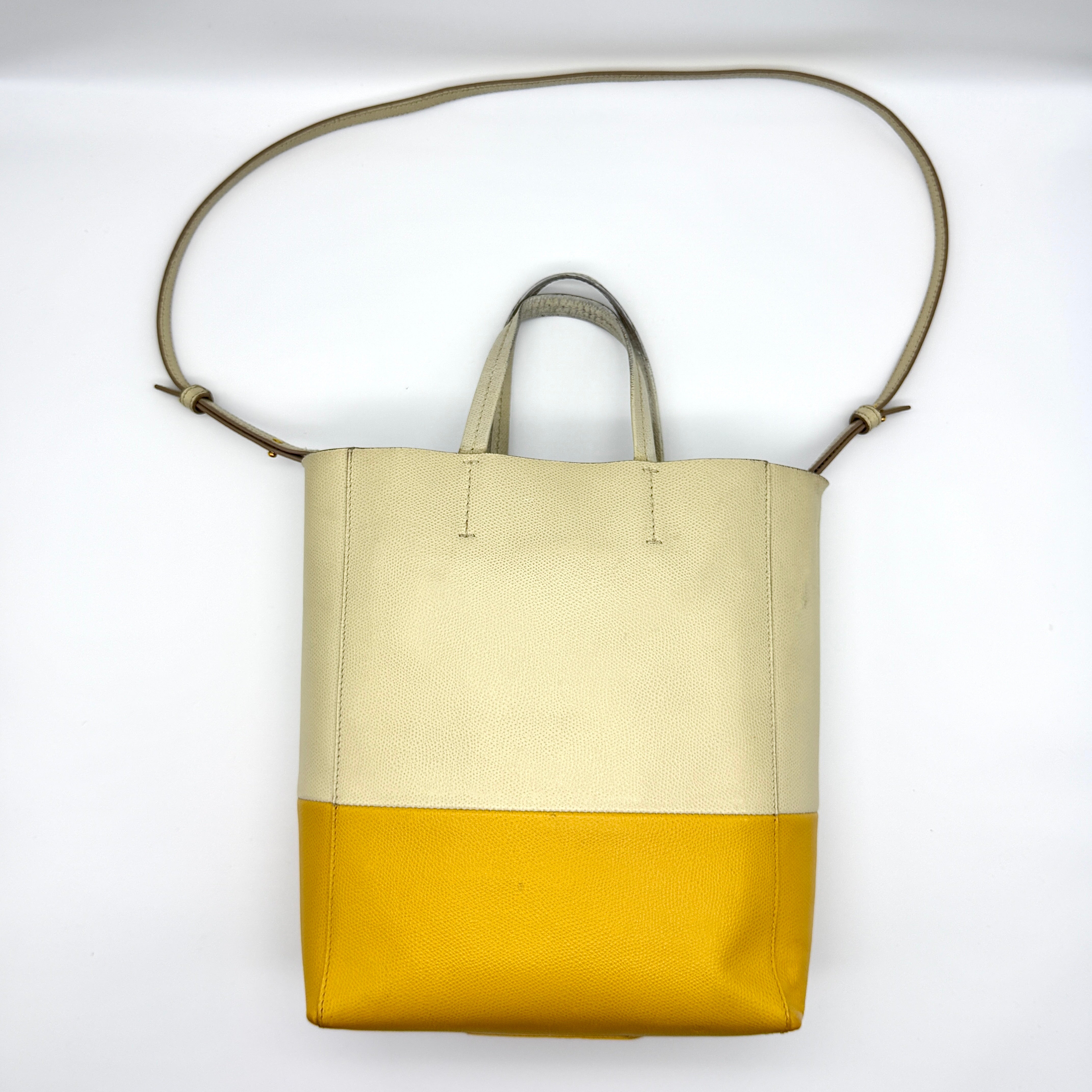 Celine Vertical Cabas Bicolor Tote Bag Yellow/White