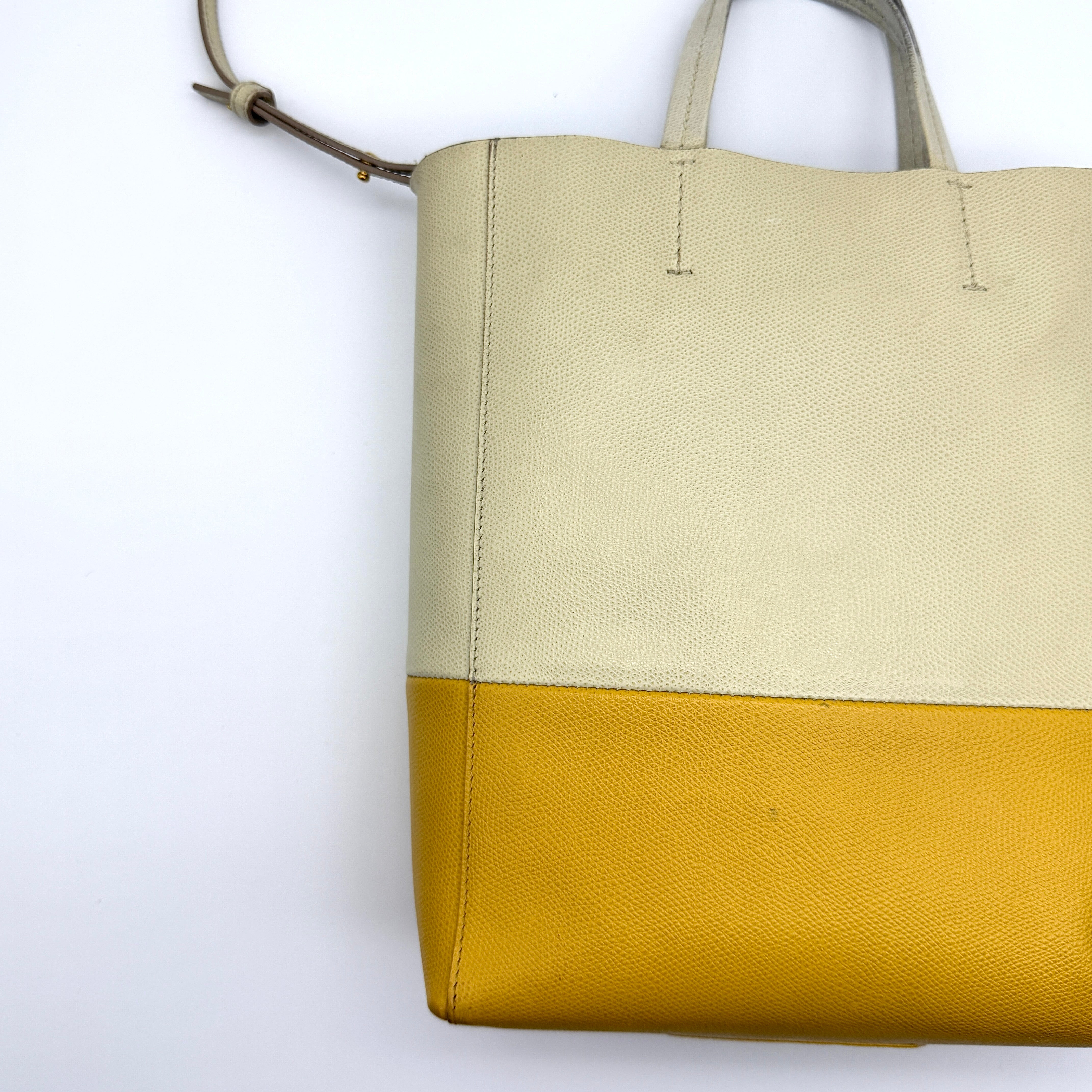 Celine Vertical Cabas Bicolor Tote Bag Yellow/White