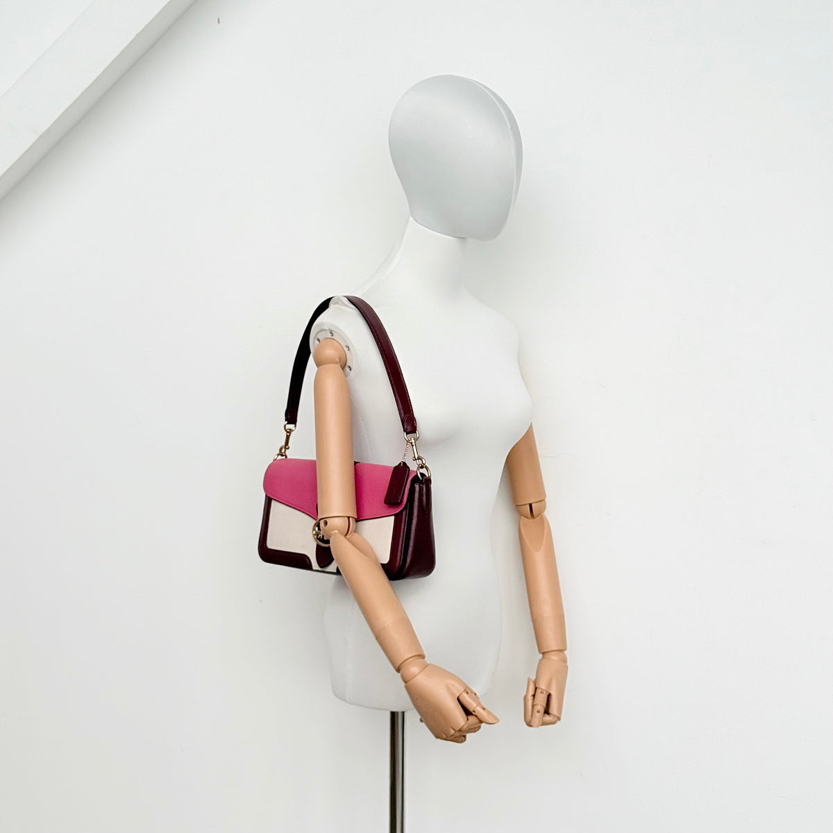 Coach 2Way Georgie Colorblock Shoulder Bag Chalk/Confetti Pink