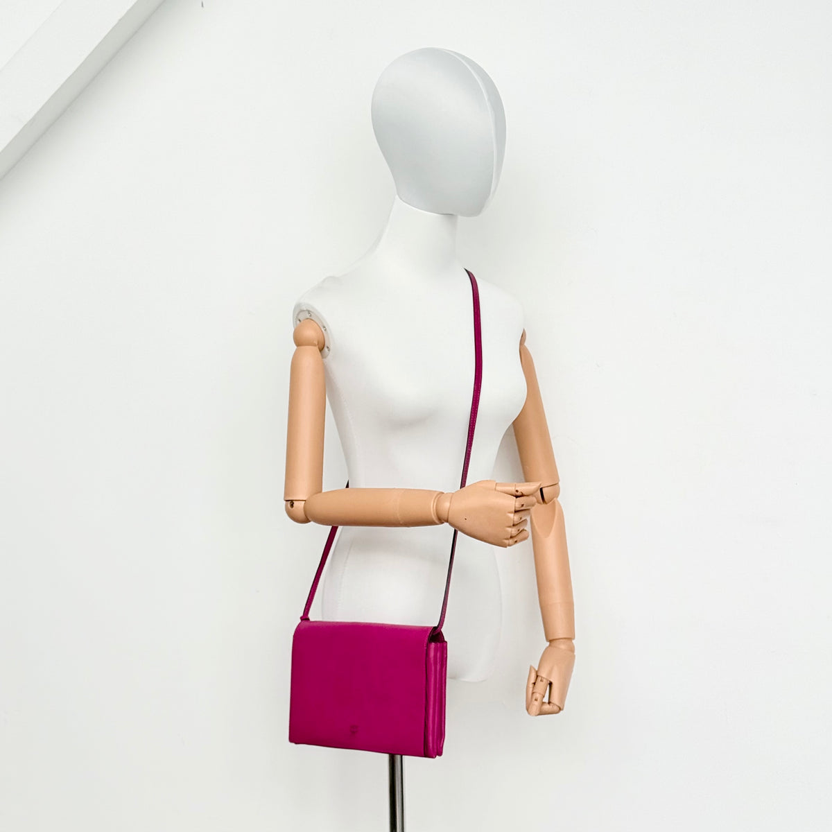 MCM Leather Flap Crossbody Bag Pink