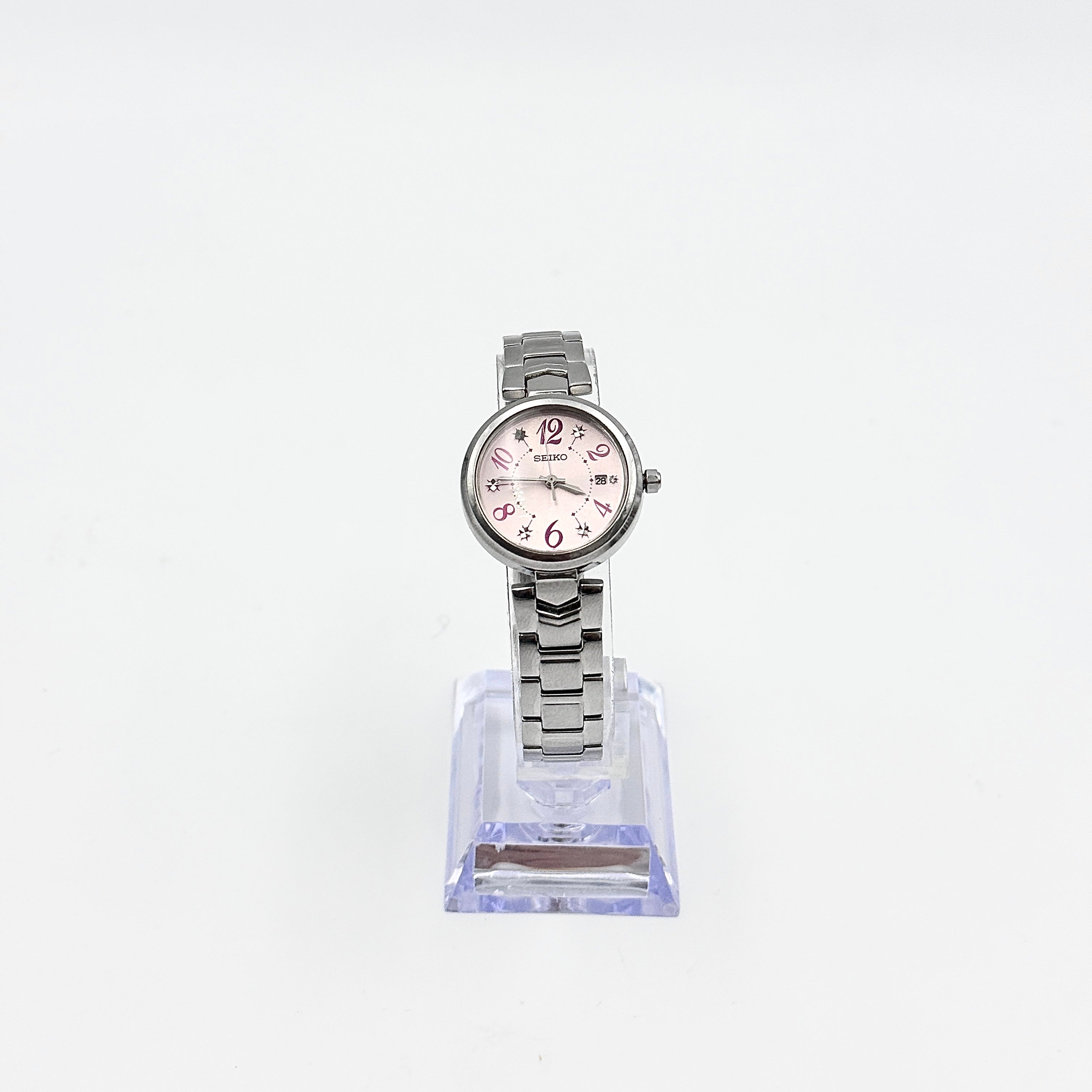 Seiko Pink Dial 7N82-0GY0 Stainless Steel Watch