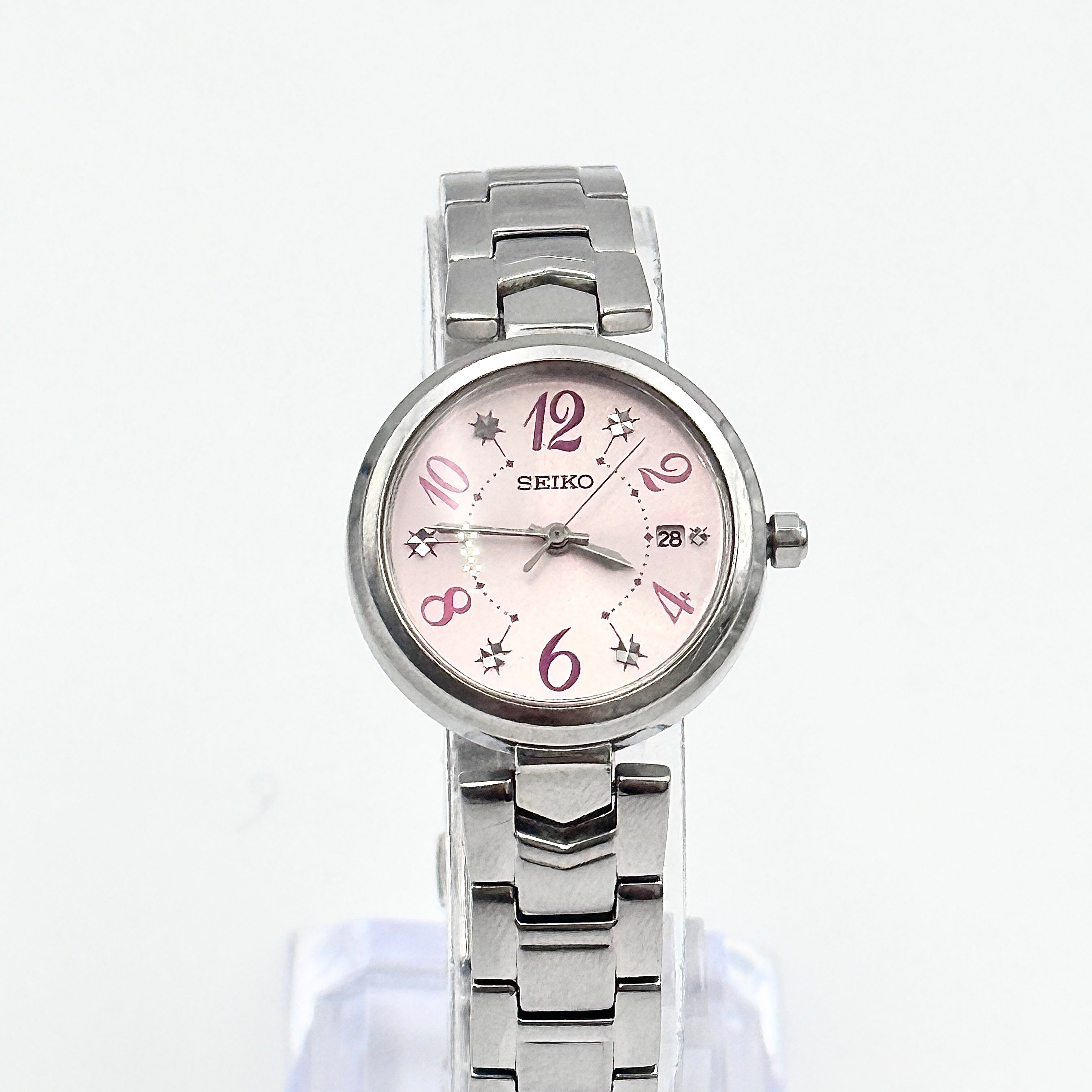 Seiko Pink Dial 7N82-0GY0 Stainless Steel Watch
