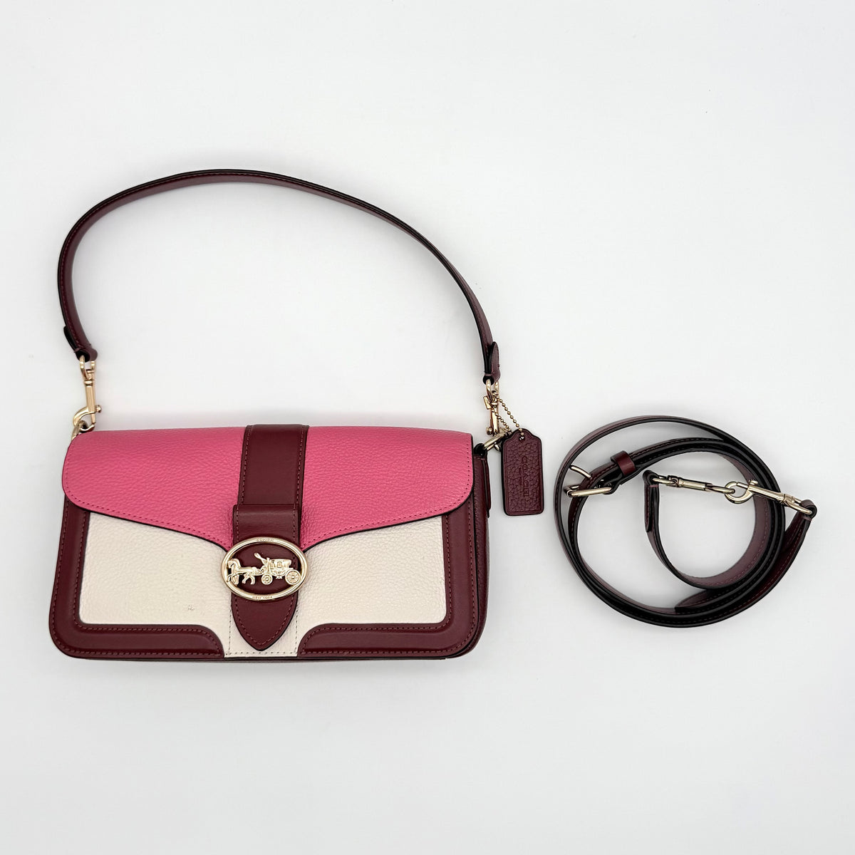 Coach 2Way Georgie Colorblock Shoulder Bag Chalk/Confetti Pink