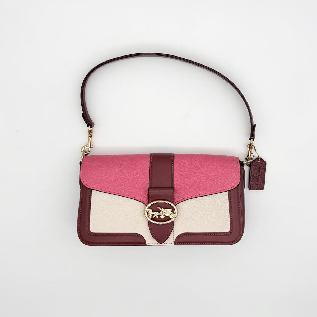 Coach 2Way Georgie Colorblock Shoulder Bag Chalk/Confetti Pink