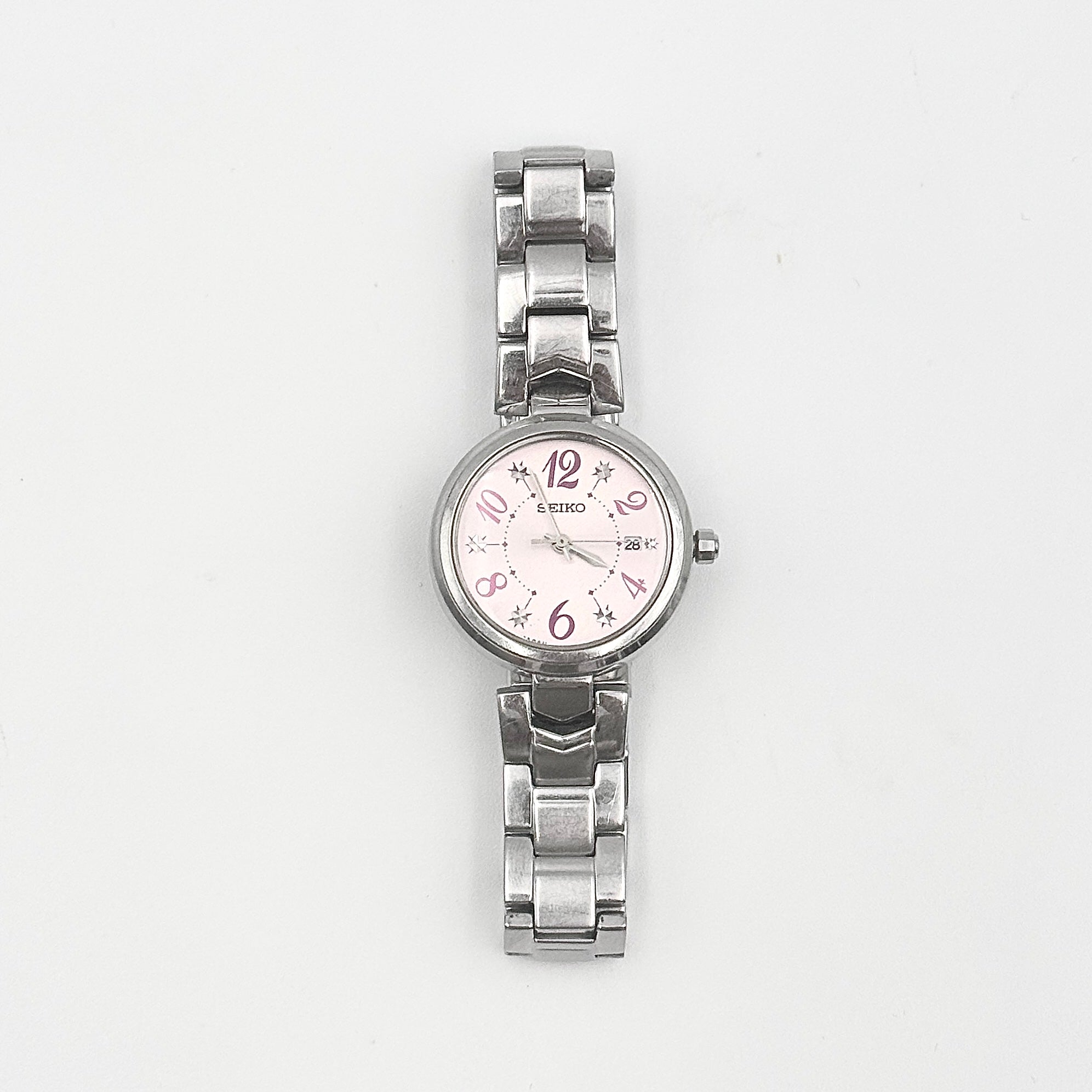 Seiko Pink Dial 7N82-0GY0 Stainless Steel Watch