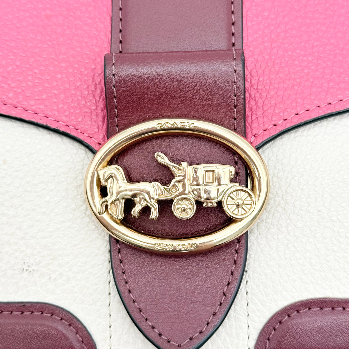 Coach 2Way Georgie Colorblock Shoulder Bag Chalk/Confetti Pink