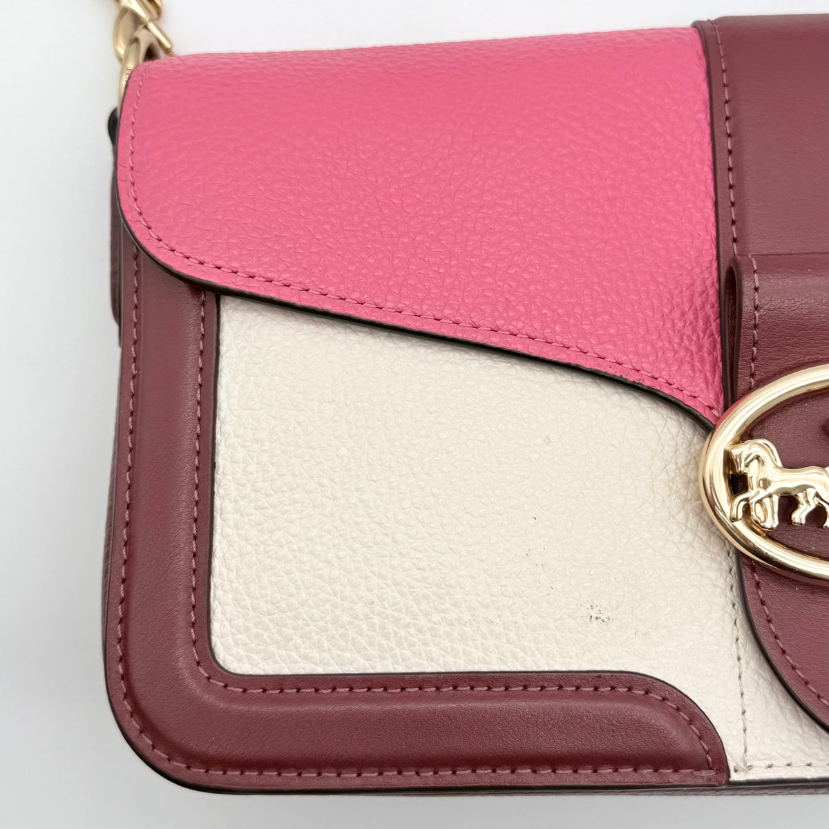 Coach 2Way Georgie Colorblock Shoulder Bag Chalk/Confetti Pink