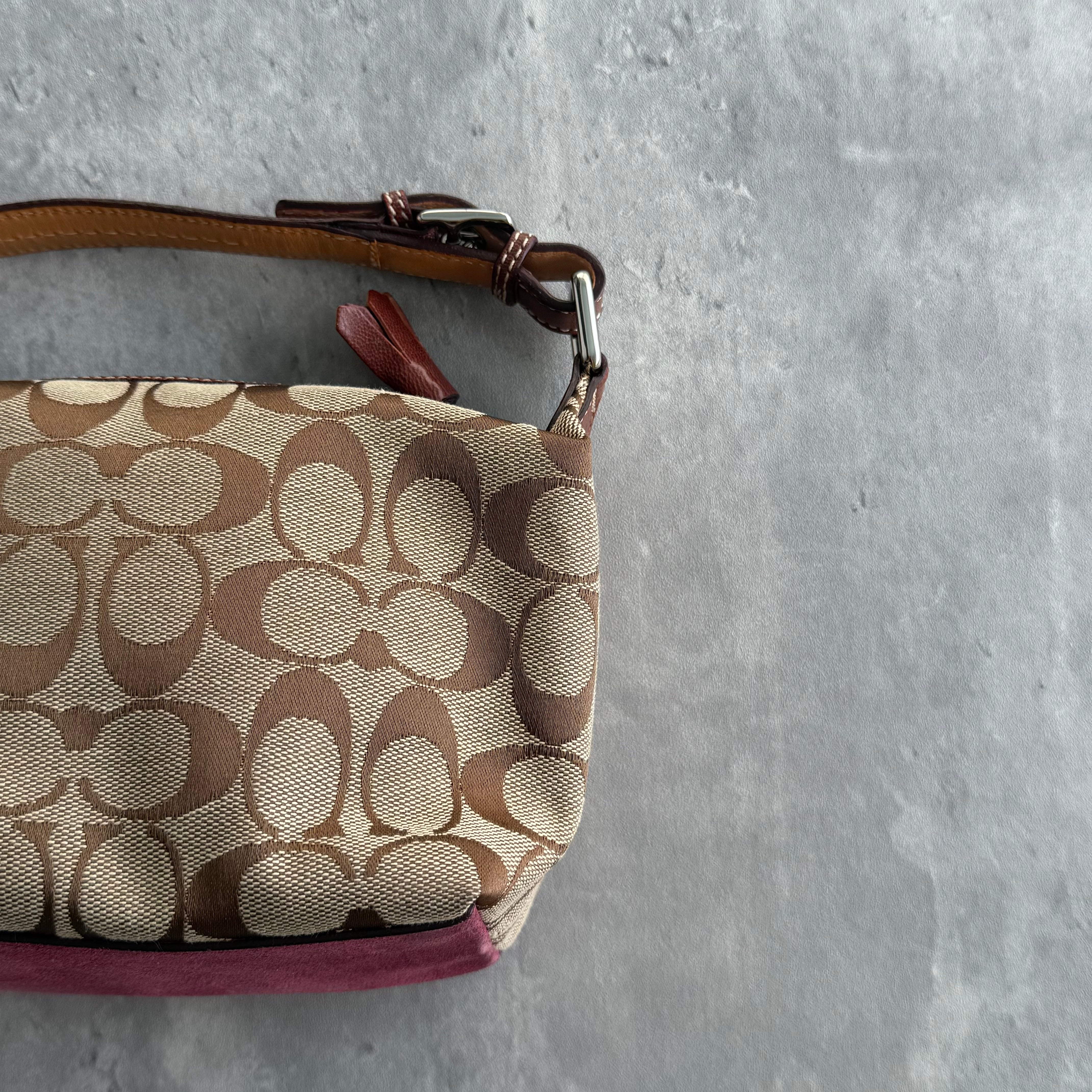 Coach Signature Stripe Mini Hobo ShoulderBag Beige/Pink