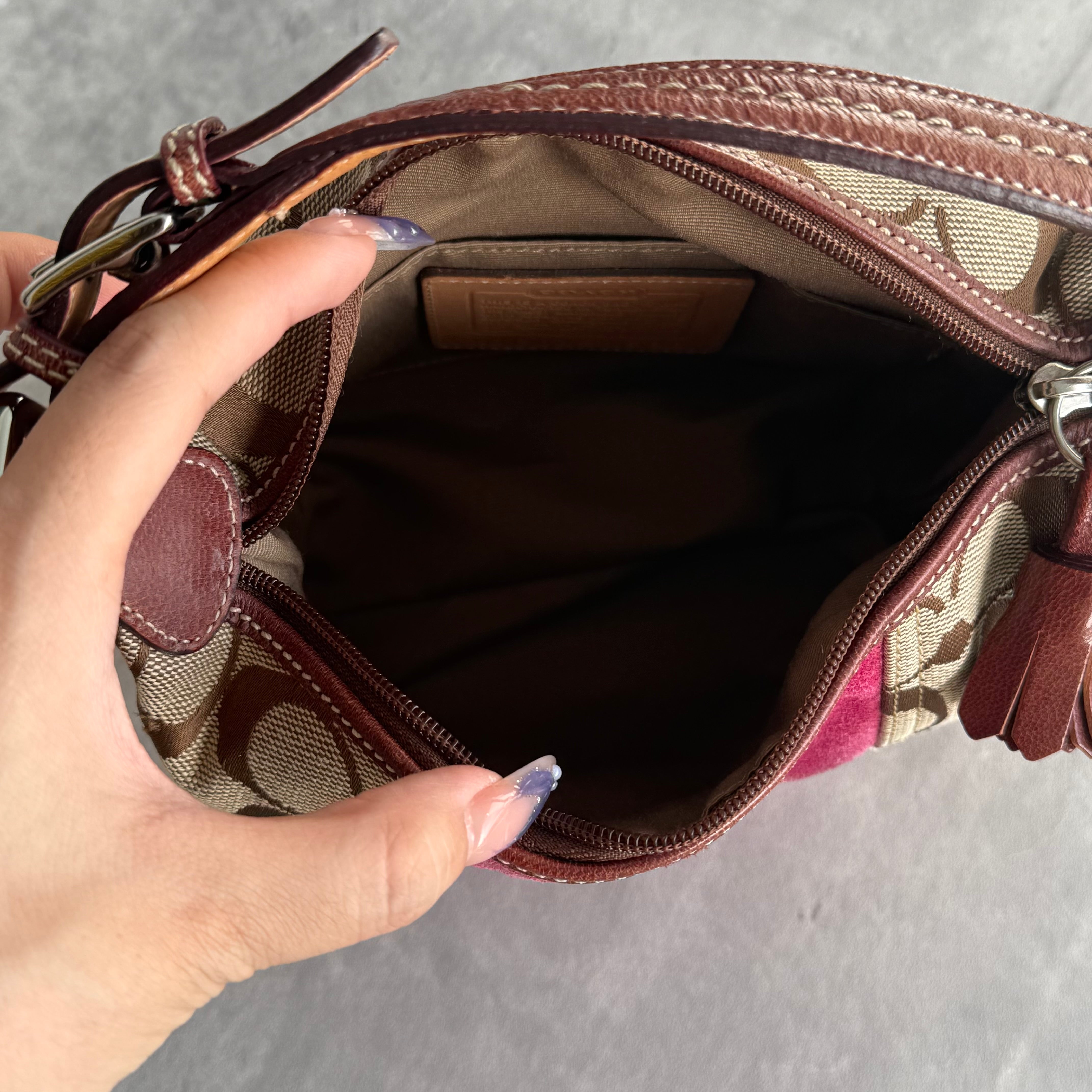 Coach Signature Stripe Mini Hobo ShoulderBag Beige/Pink