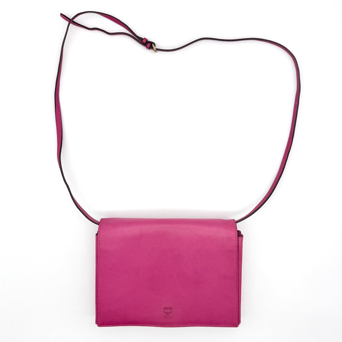 MCM Leather Flap Crossbody Bag Pink