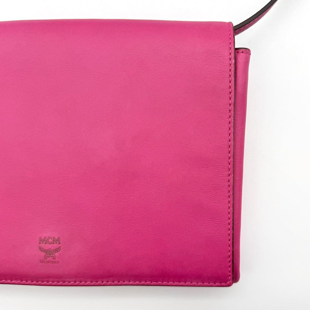 MCM Leather Flap Crossbody Bag Pink
