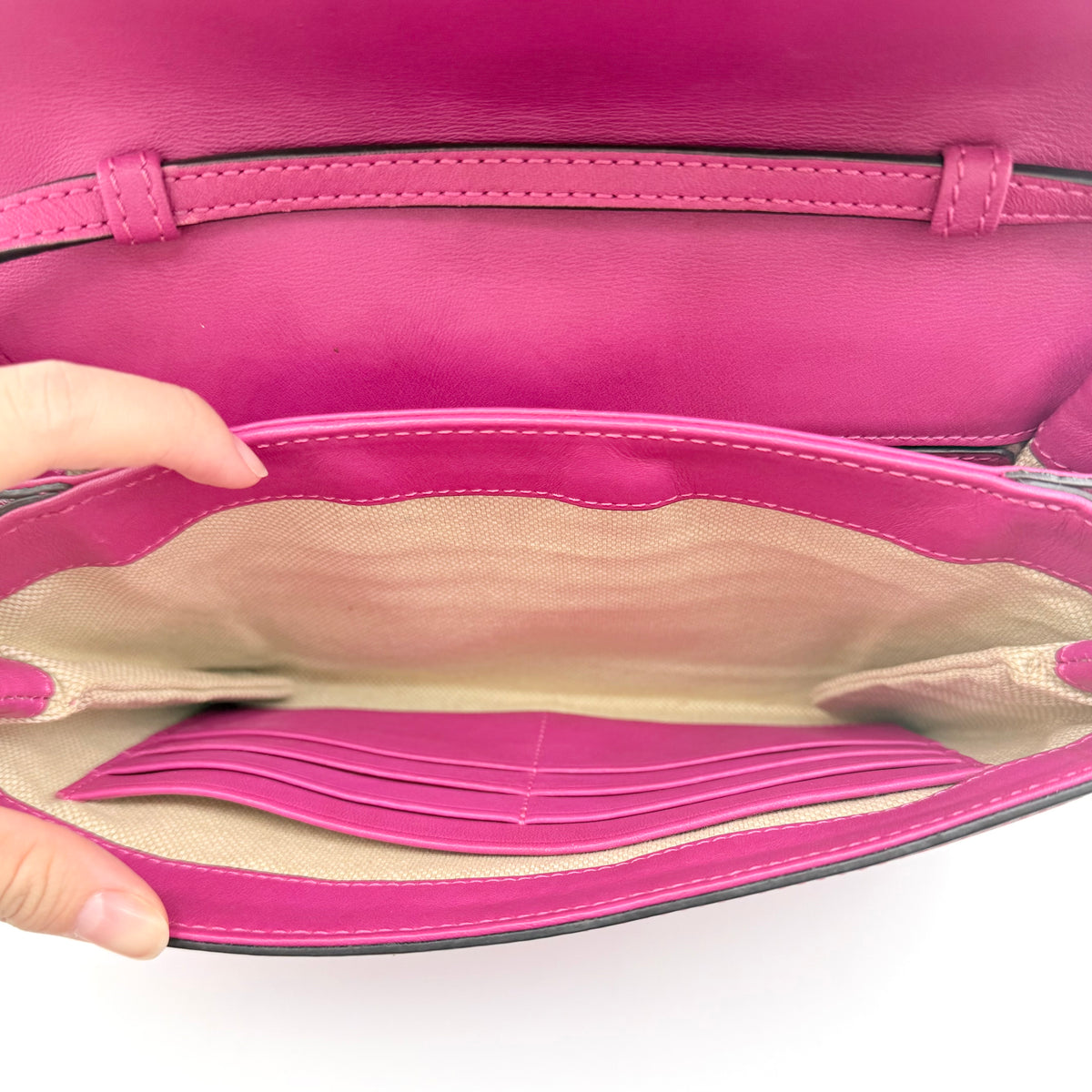 MCM Leather Flap Crossbody Bag Pink