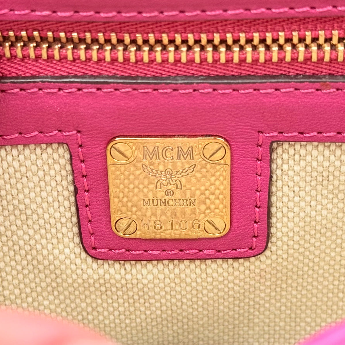 MCM Leather Flap Crossbody Bag Pink