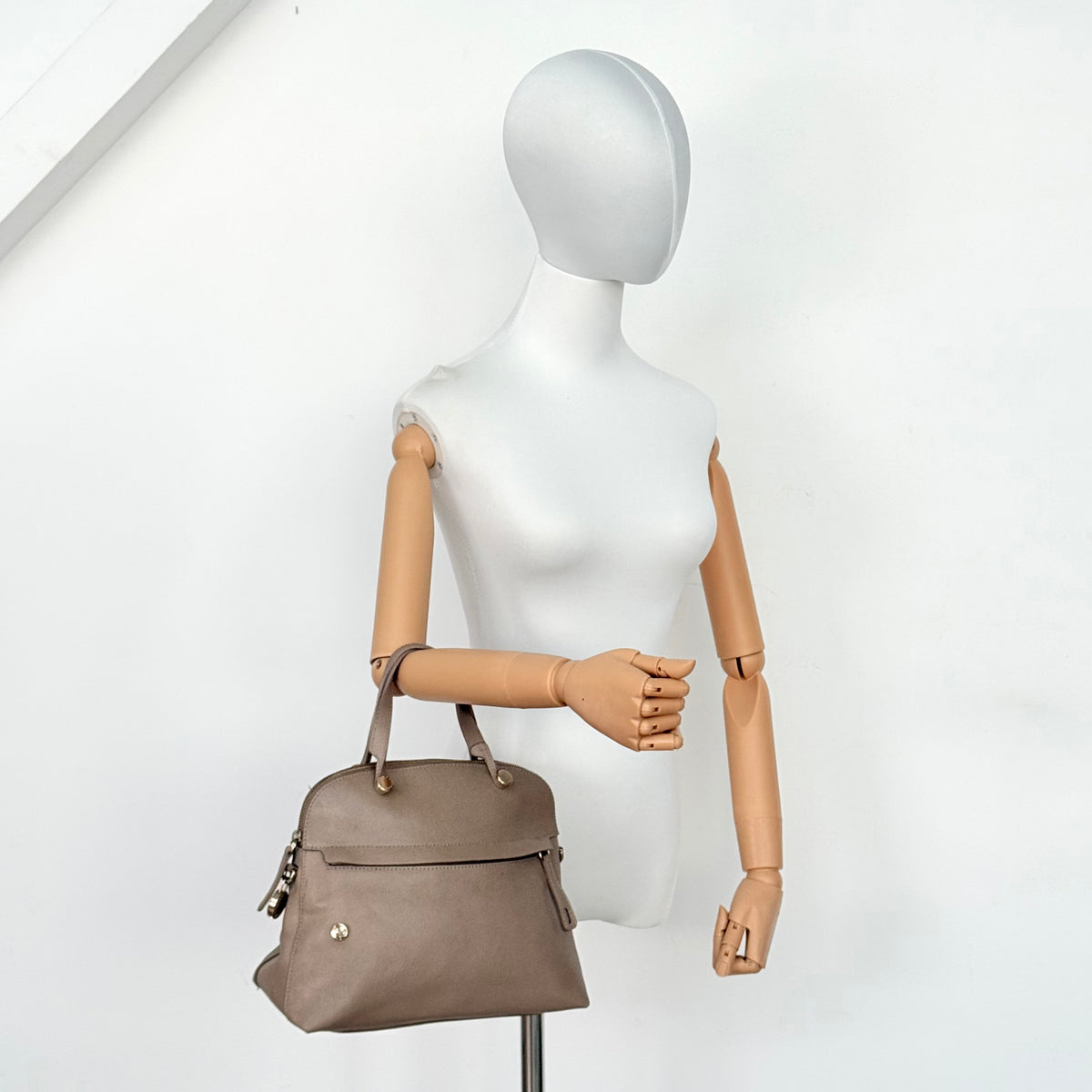 Furla 2Way Piper Dome Satchel Handbag Taupe