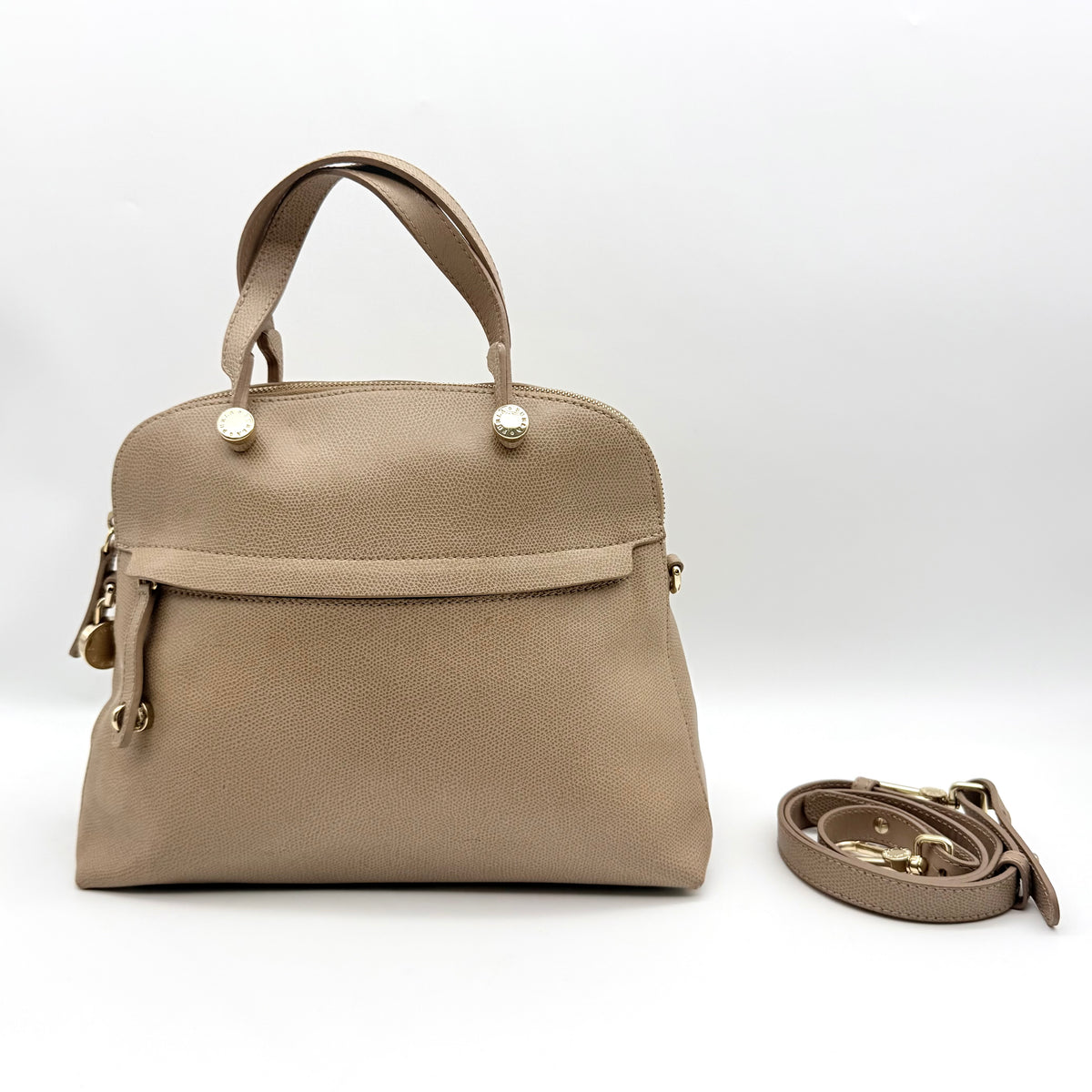 Furla 2Way Piper Dome Satchel Handbag Taupe