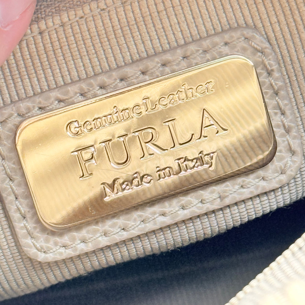 Furla 2Way Piper Dome Satchel Handbag Taupe