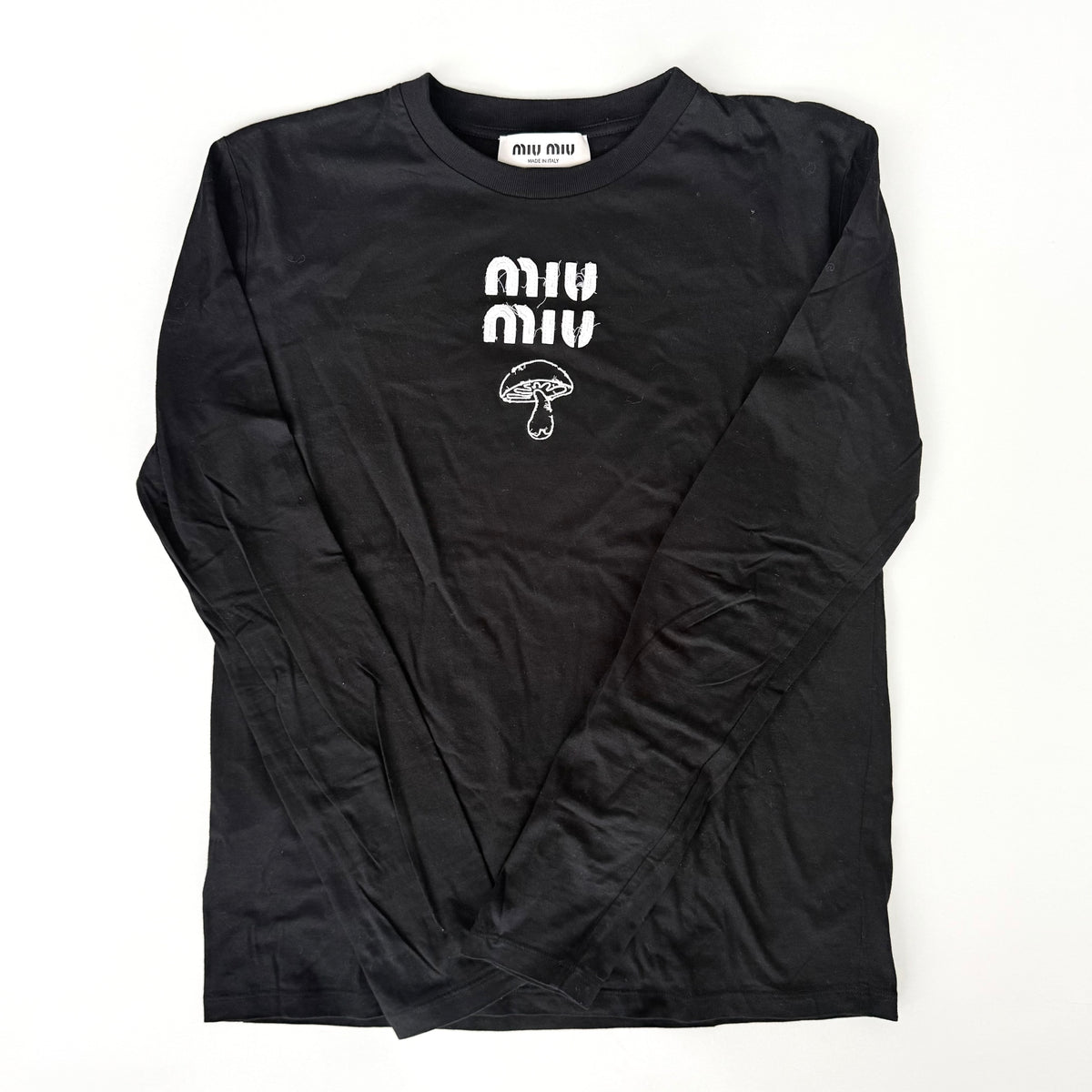 (S) Miu Miu Mushroom Long-sleeve T-shirt Black