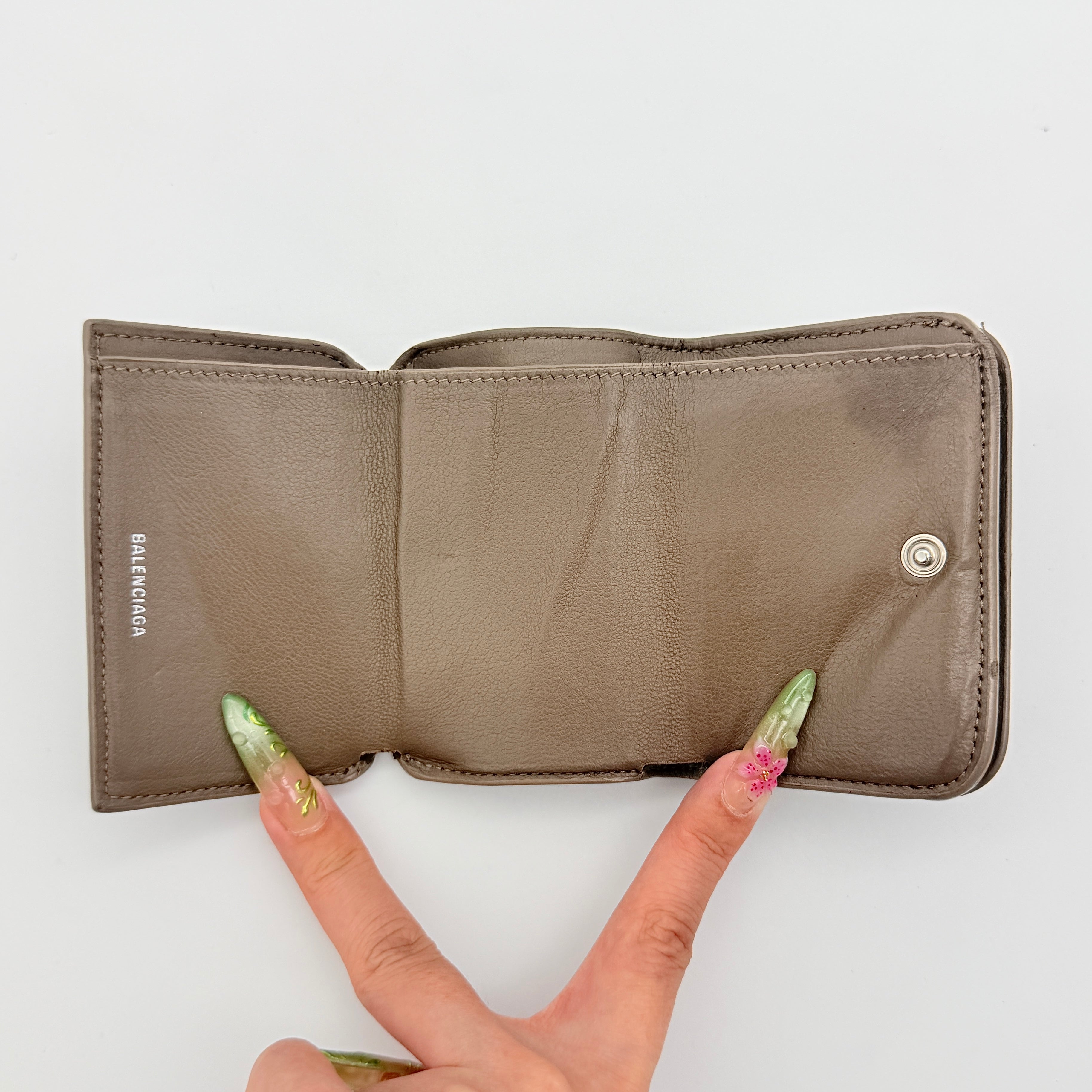 Balenciaga Logo Mini Wallet Taupe Brown