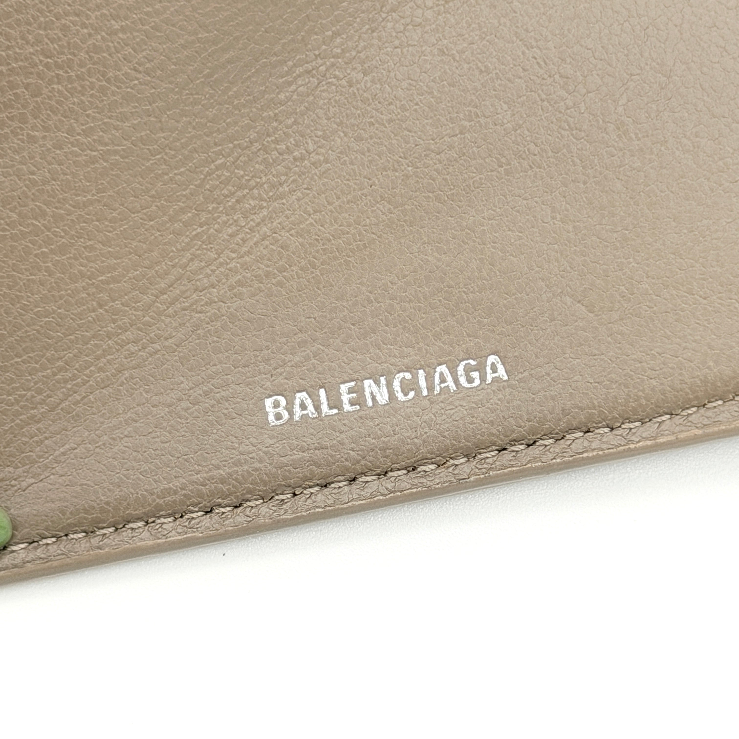 Balenciaga Logo Mini Wallet Taupe Brown