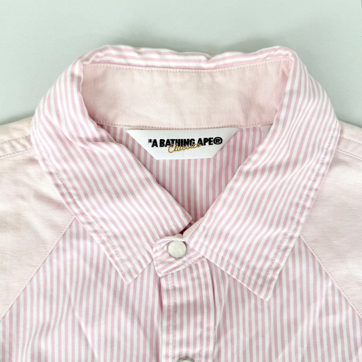BAPE Striped Dual Pocket Button Up Shirt Pink