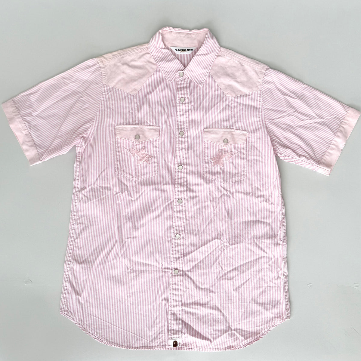 BAPE Striped Dual Pocket Button Up Shirt Pink