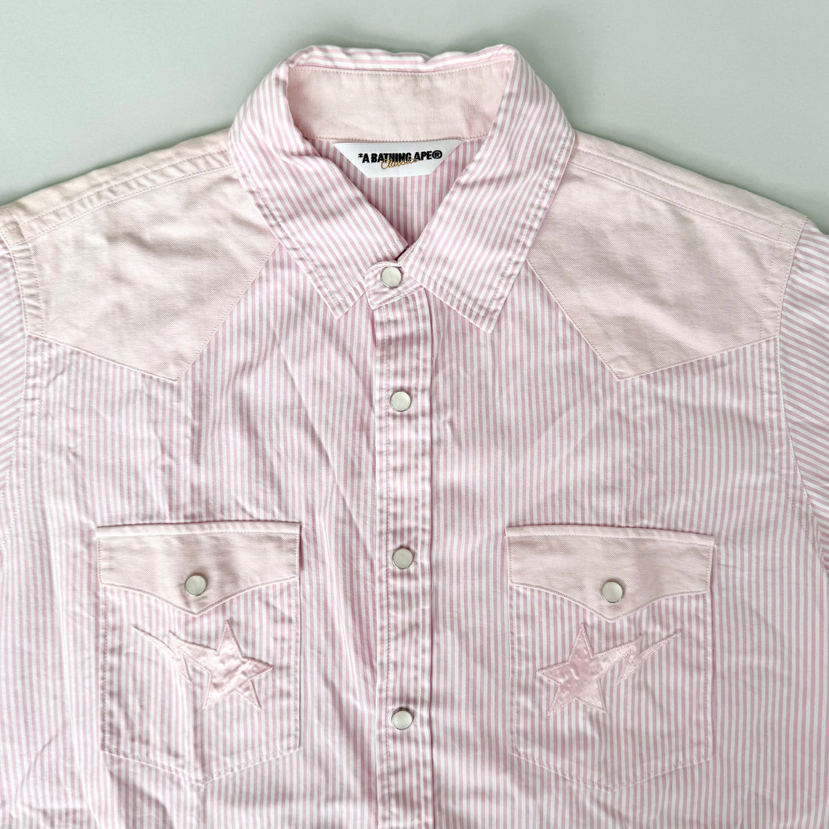 BAPE Striped Dual Pocket Button Up Shirt Pink
