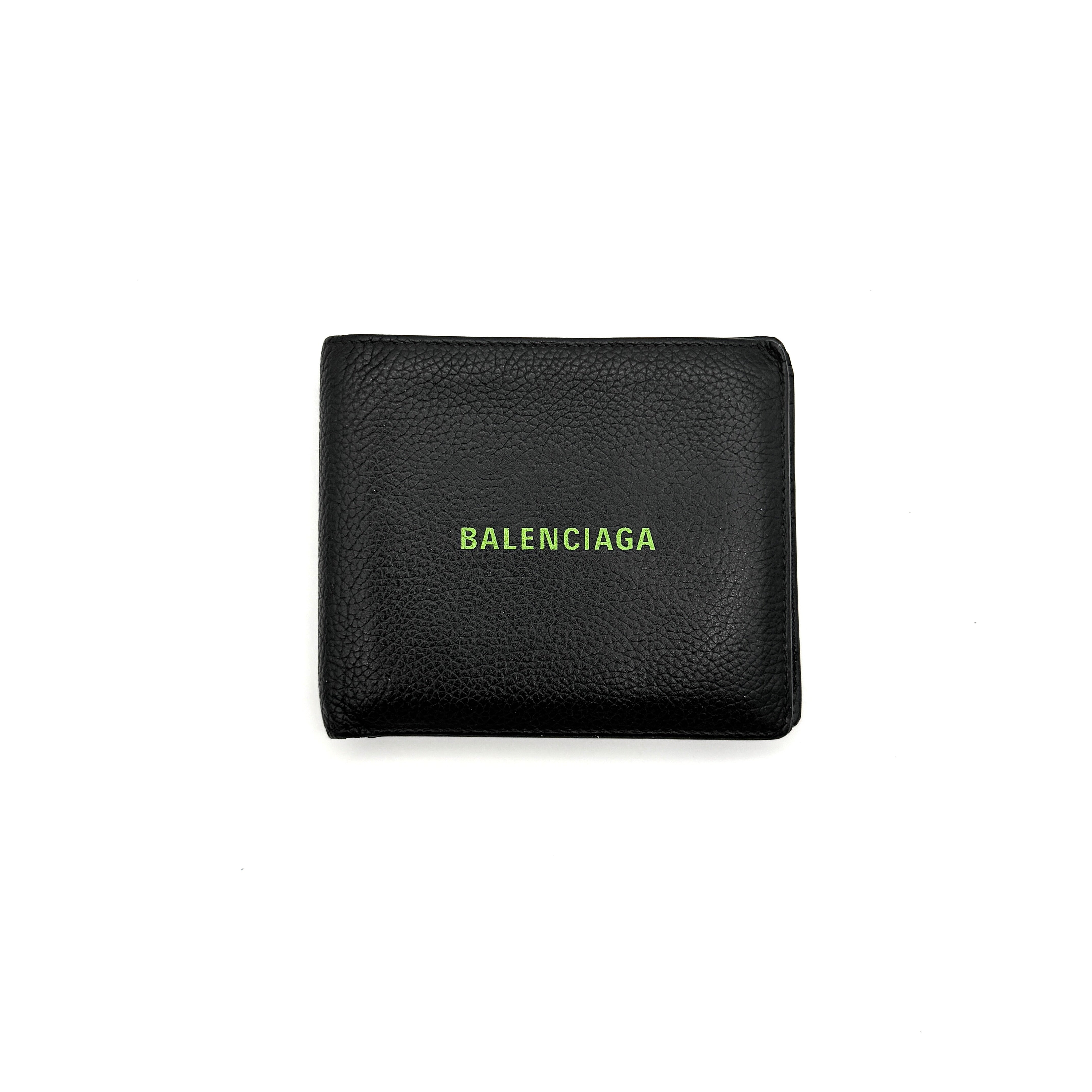 Balenciaga Logo Cash Square Wallet Green/Black