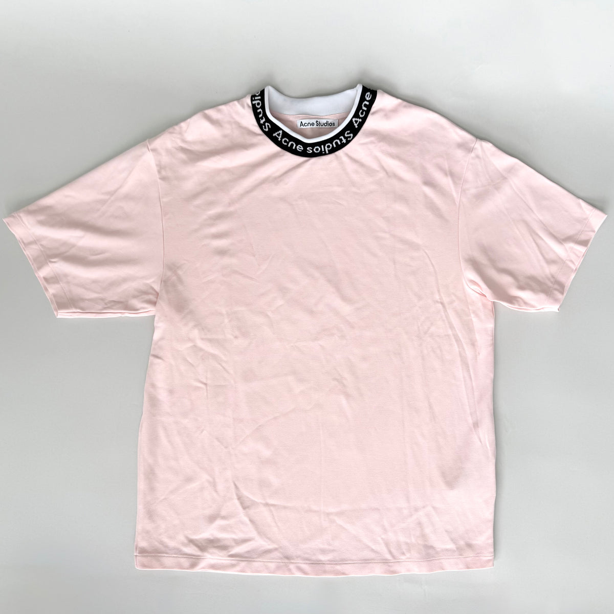 (XS) Acne Studios Extorr Logo Rib T-shirt Black/Pink