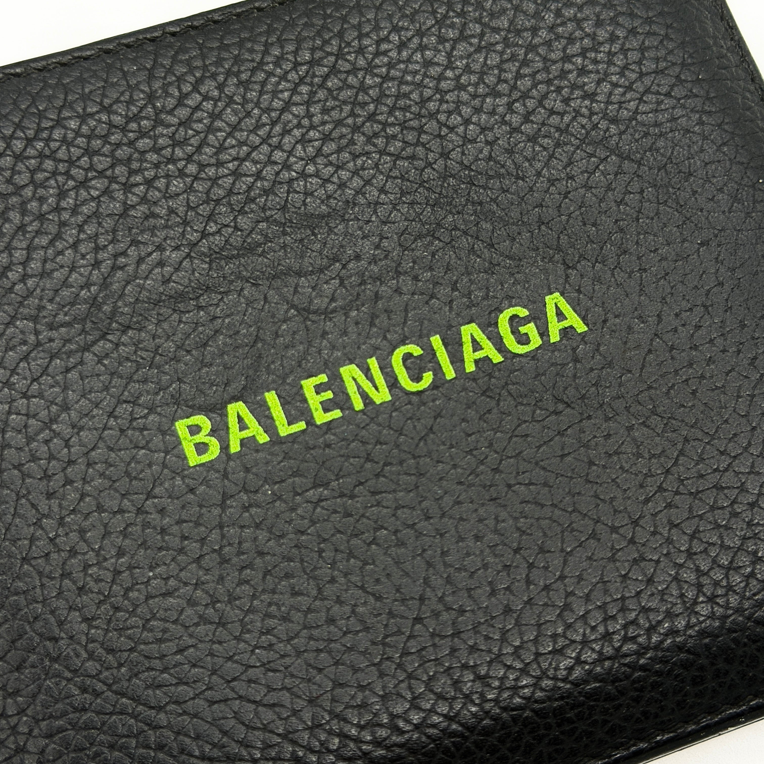 Balenciaga Logo Cash Square Wallet Green/Black