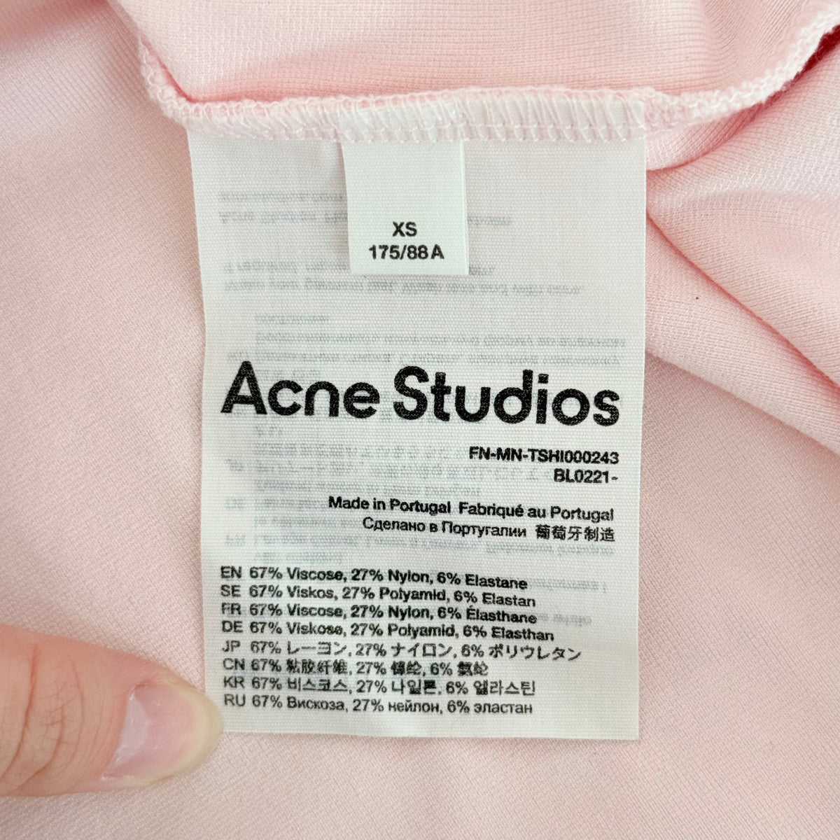 (XS) Acne Studios Extorr Logo Rib T-shirt Black/Pink