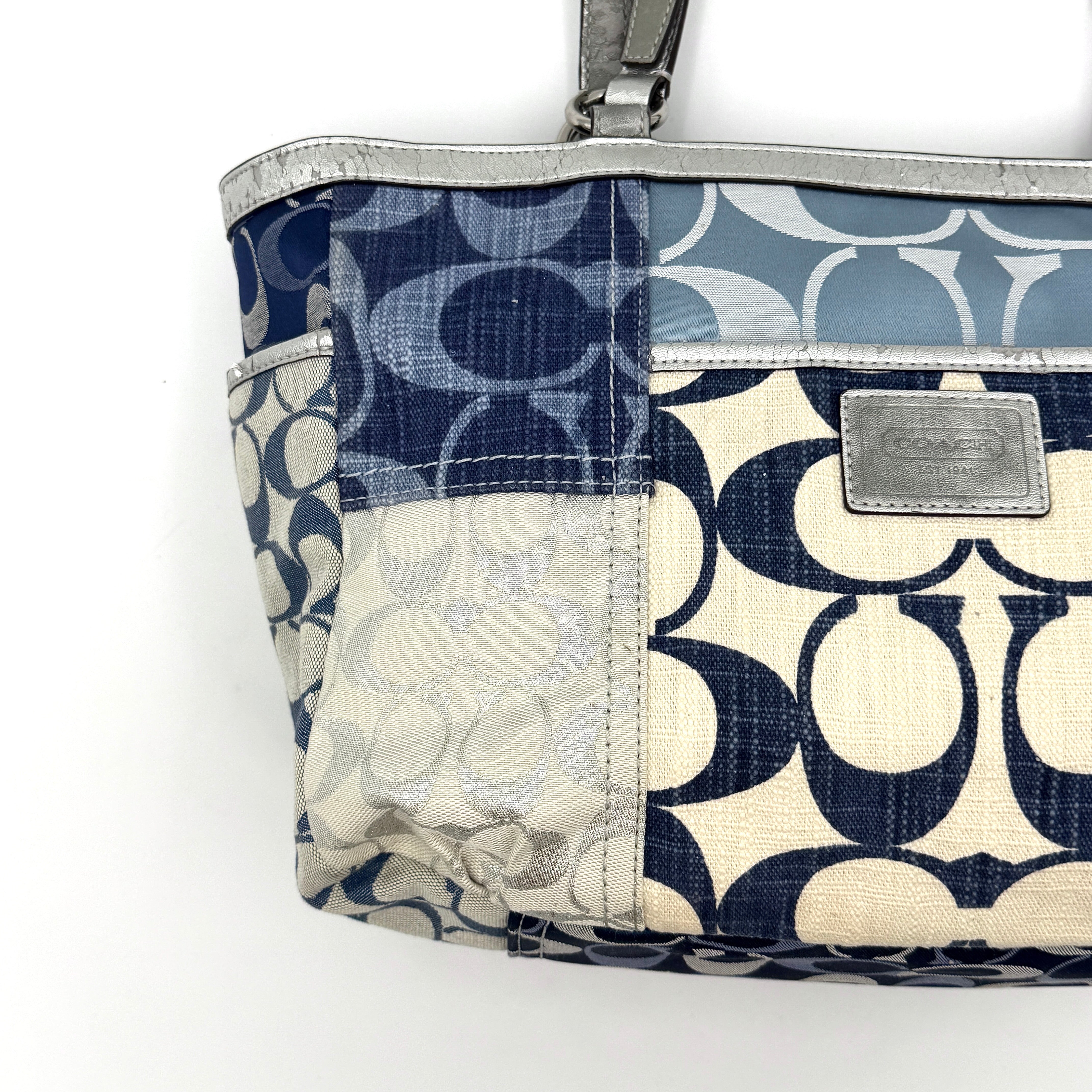 Coach Y2K Denim Patchwork Tote Bag Blue