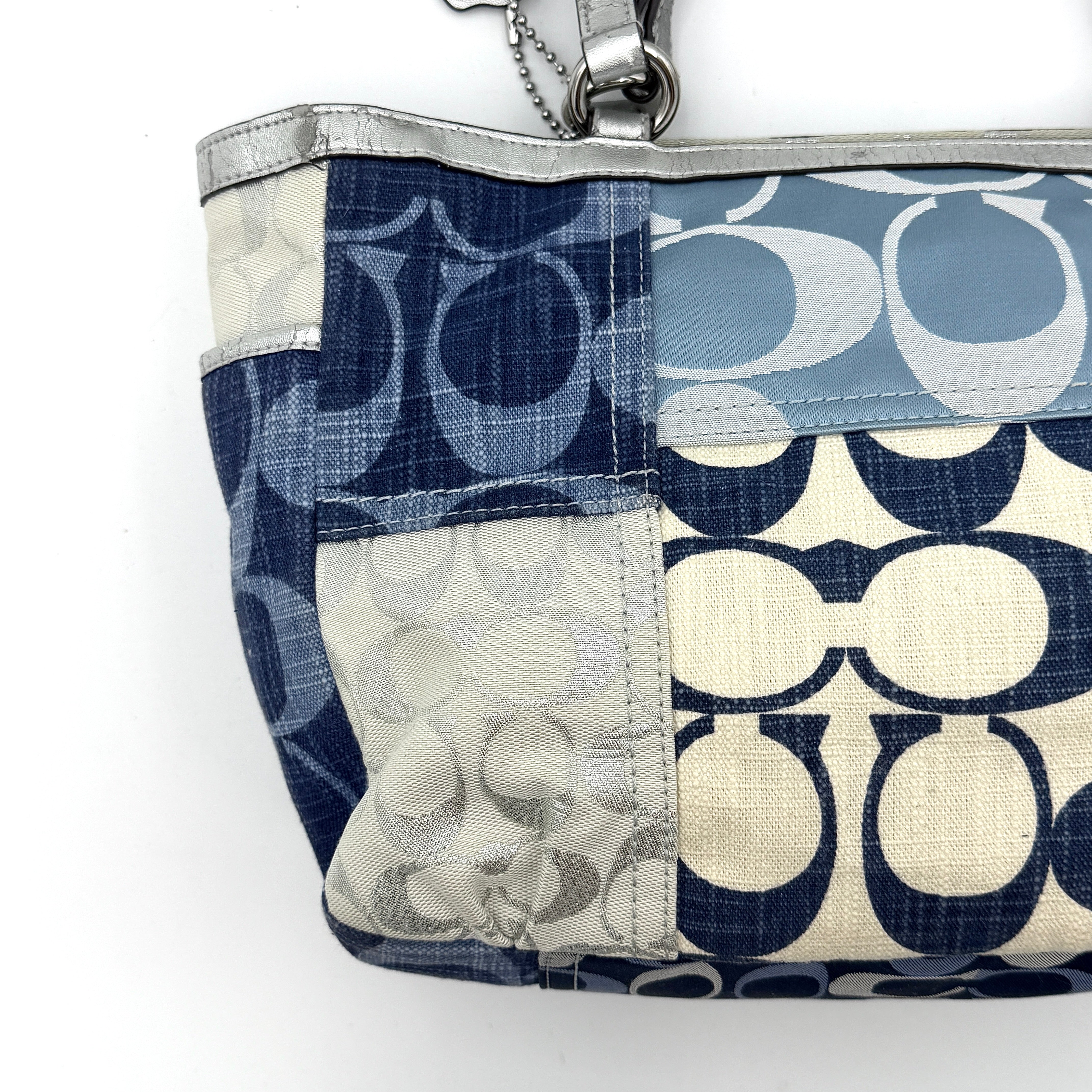 Coach Y2K Denim Patchwork Tote Bag Blue