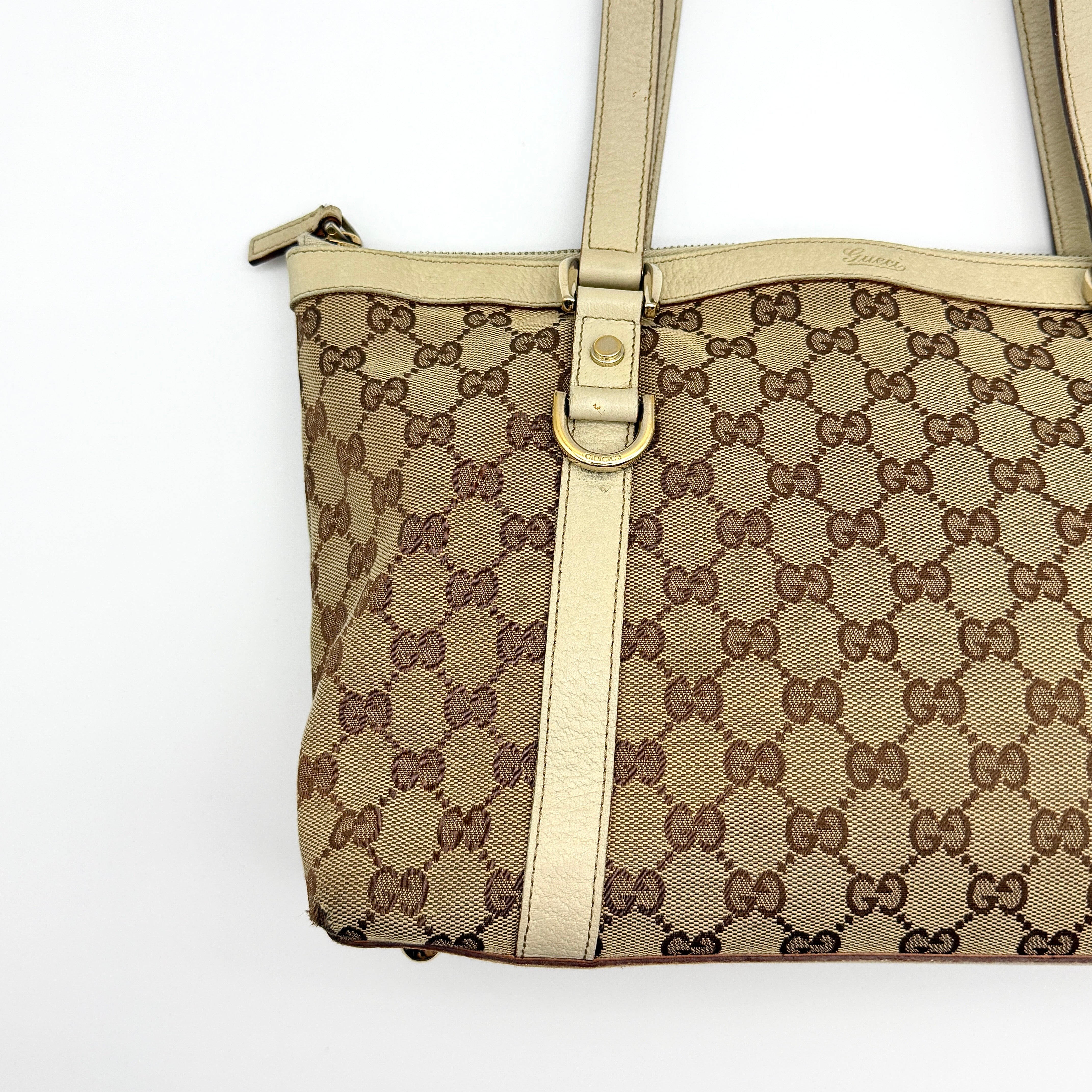 Gucci GG Monogram Abbey Shoulder Bag Beige/White