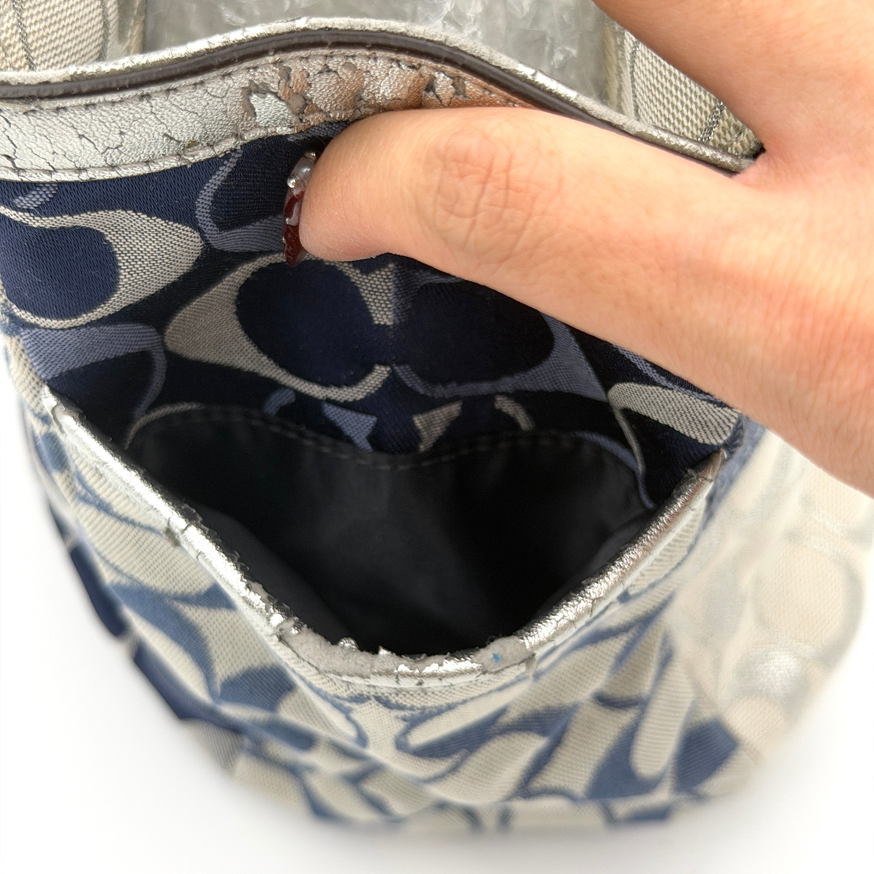 Coach Y2K Denim Patchwork Tote Bag Blue