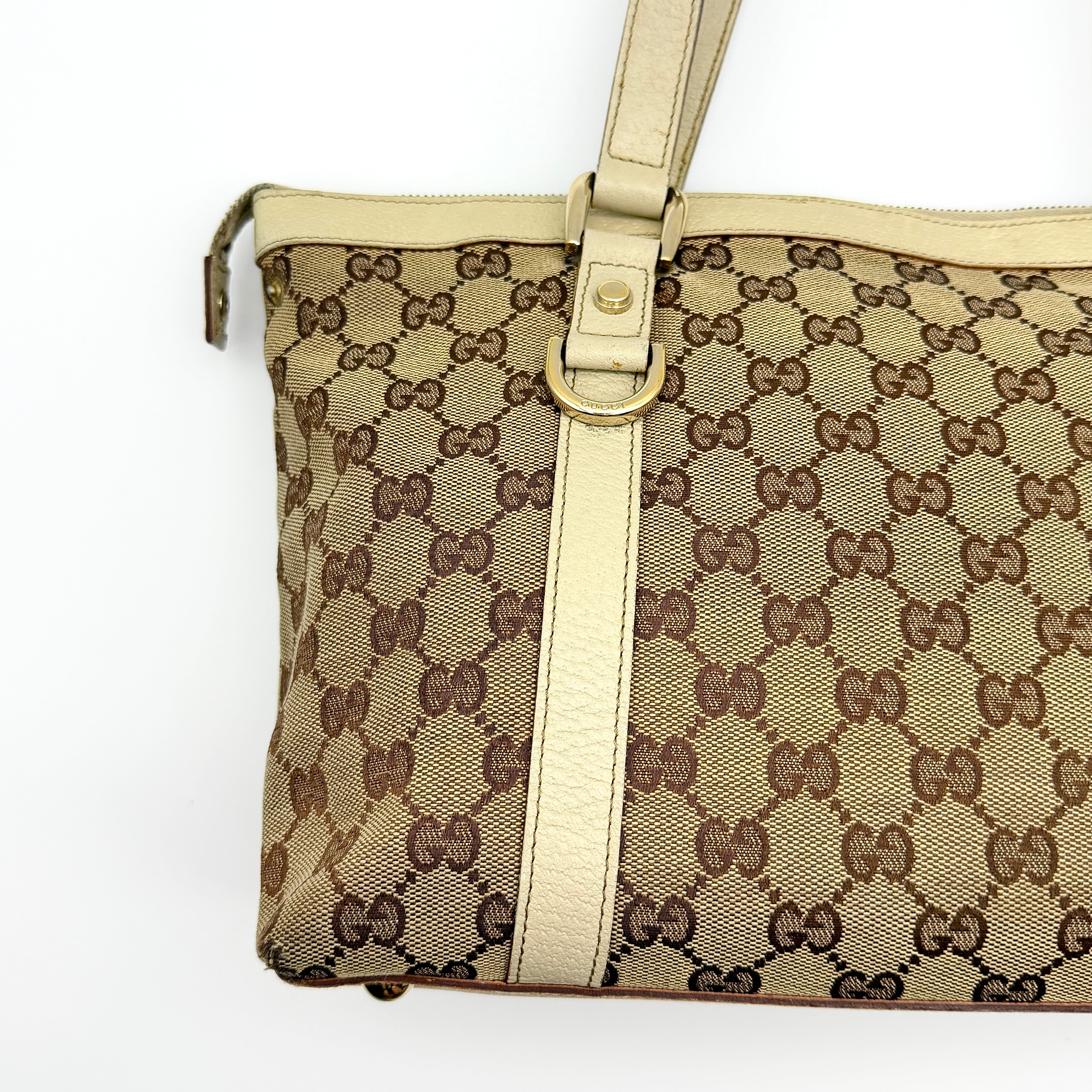 Gucci GG Monogram Abbey Shoulder Bag Beige/White