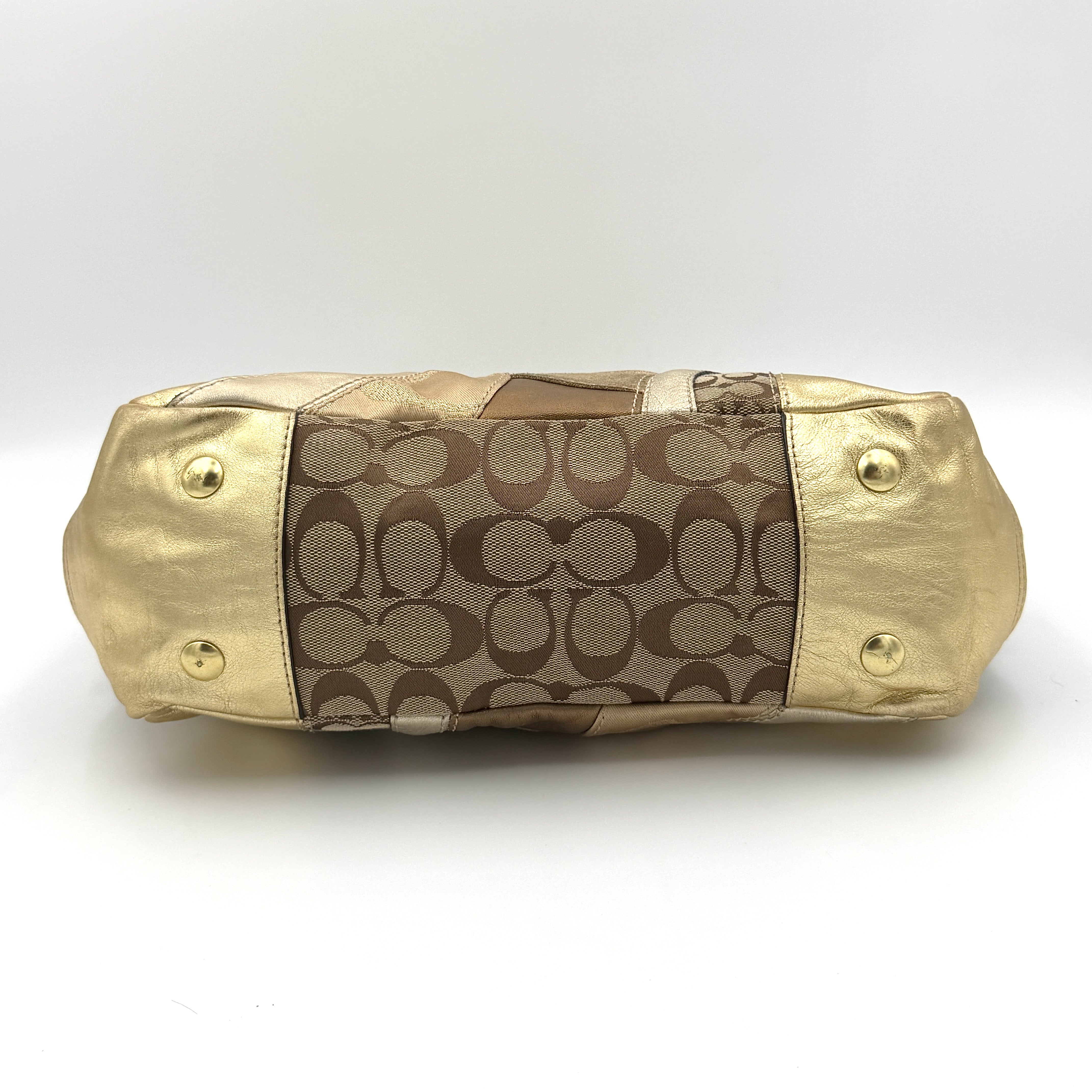 Coach Y2K Mosaic Patchwork Gallery Tote Bag Beige/Gold