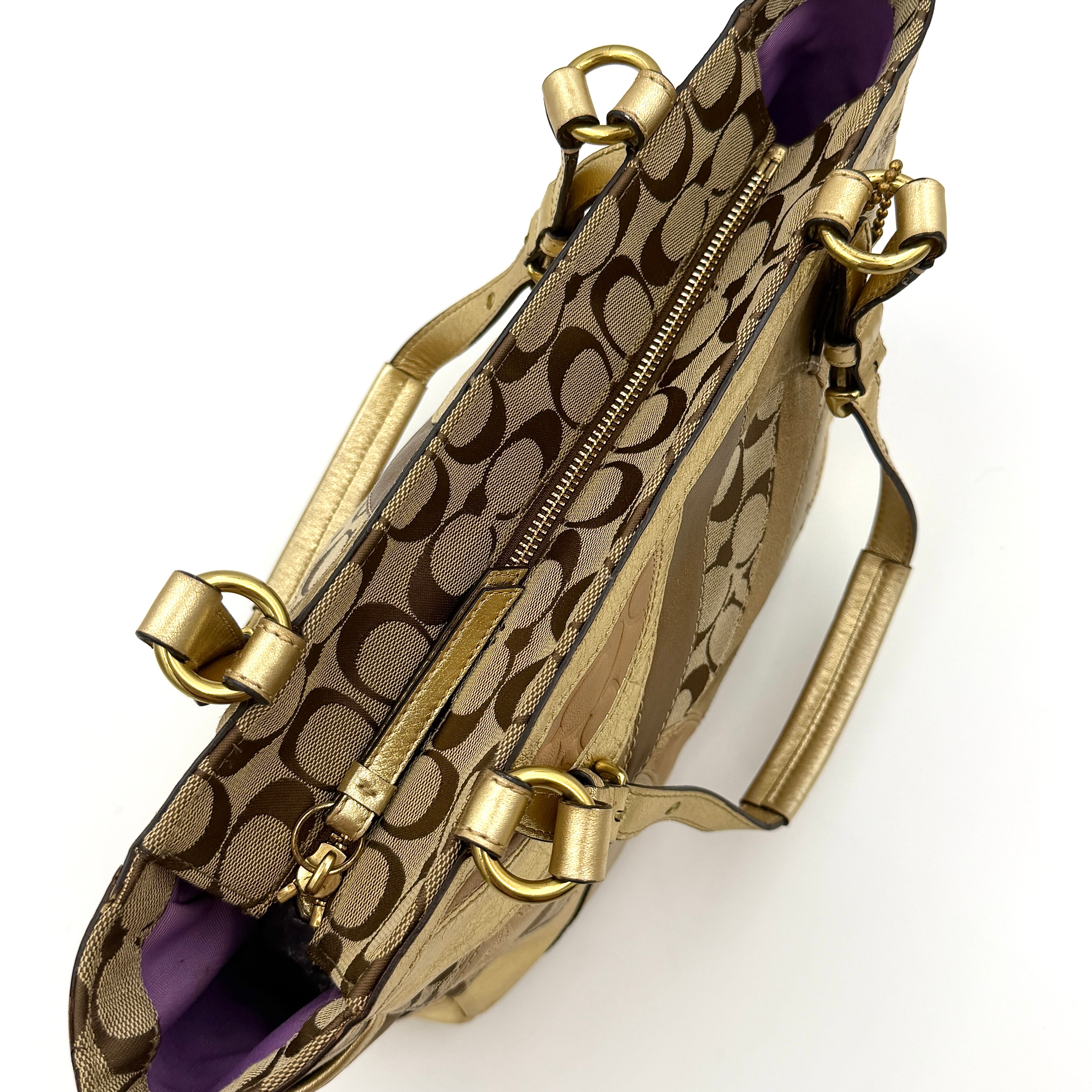 Coach Y2K Mosaic Patchwork Gallery Tote Bag Beige/Gold