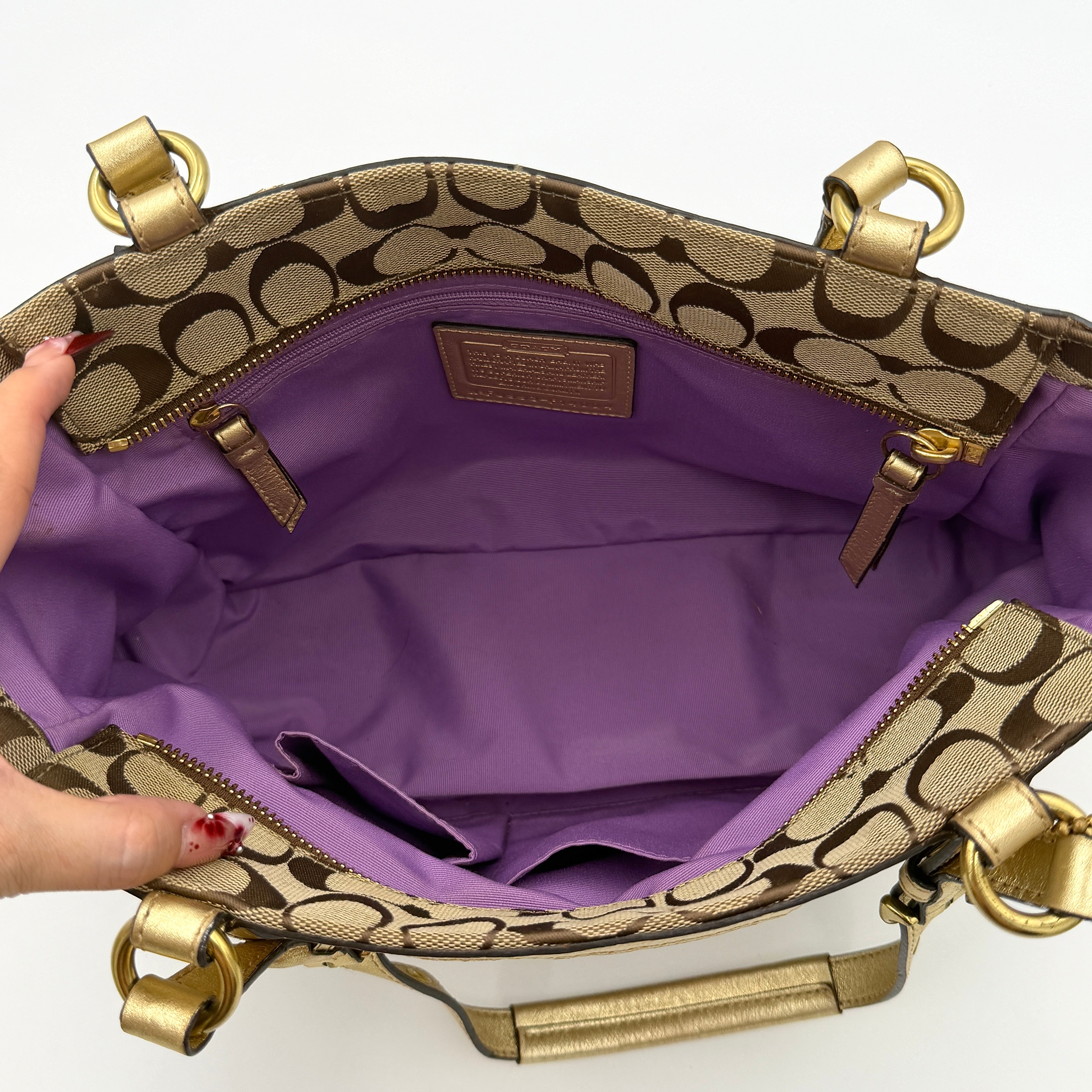 Coach Y2K Mosaic Patchwork Gallery Tote Bag Beige/Gold