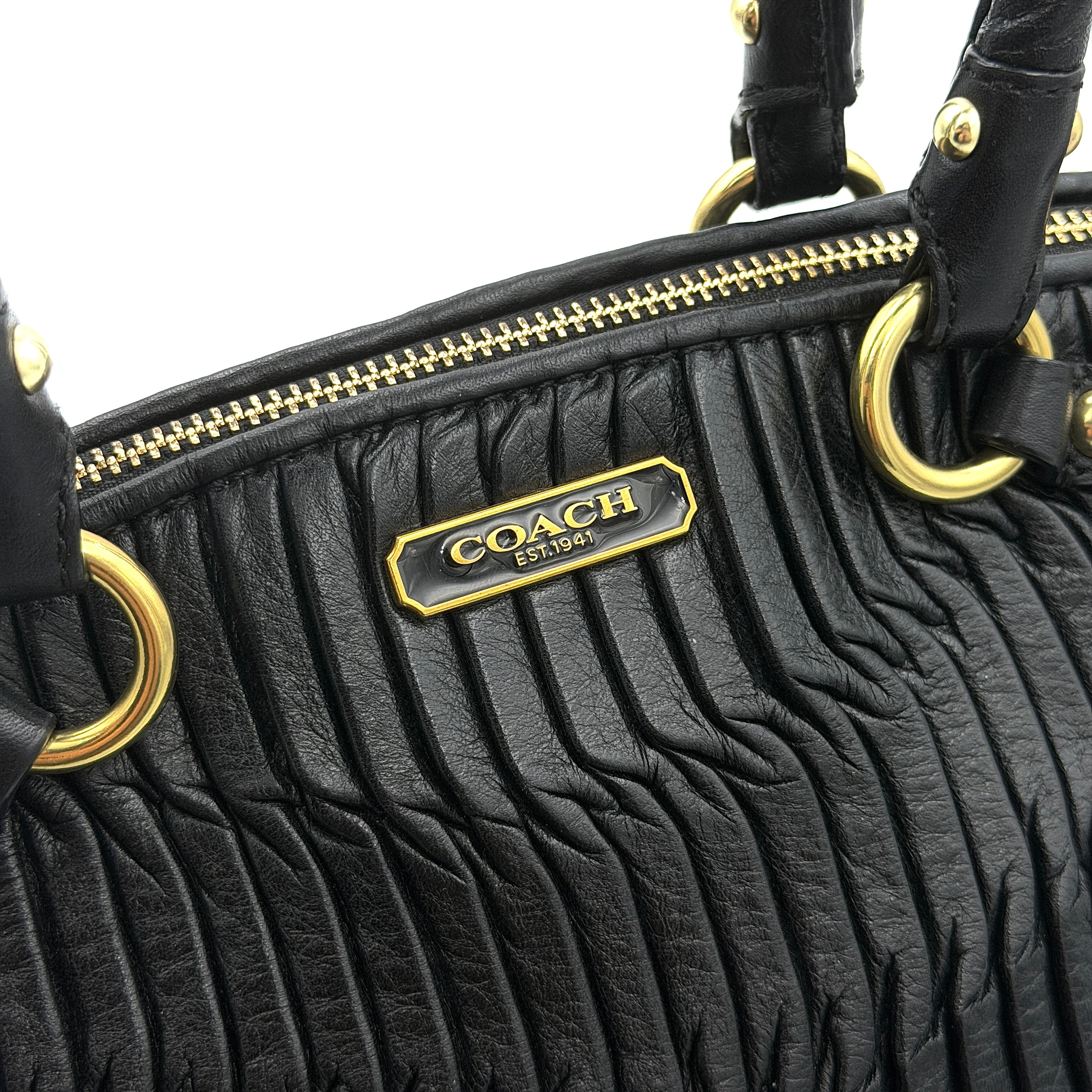 Coach Signature Madison Lindsey Shoulder Bag Black