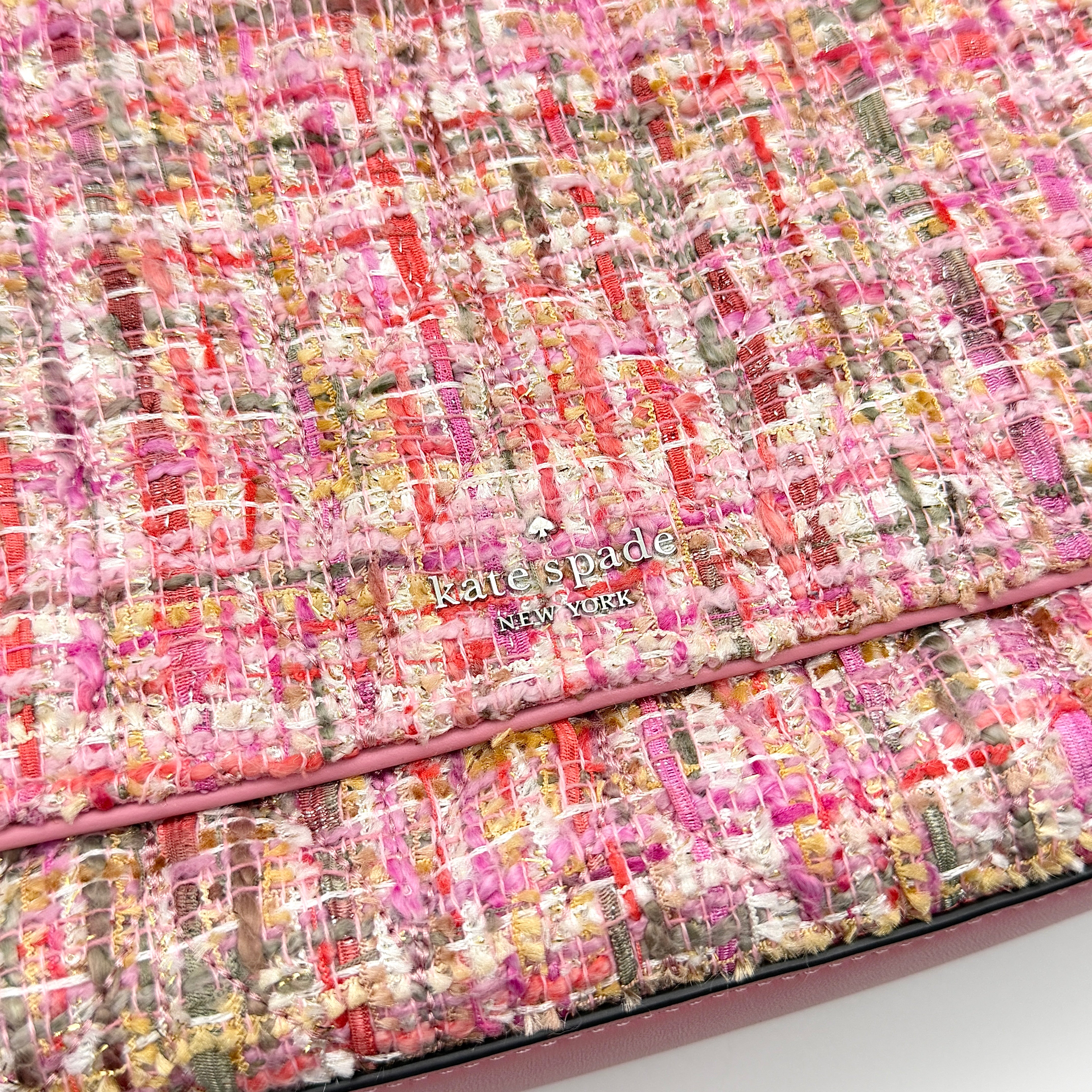 Kate Spade 2Way Briar Lane Emelyn Quilted Tweed Shoulder Bag Pink