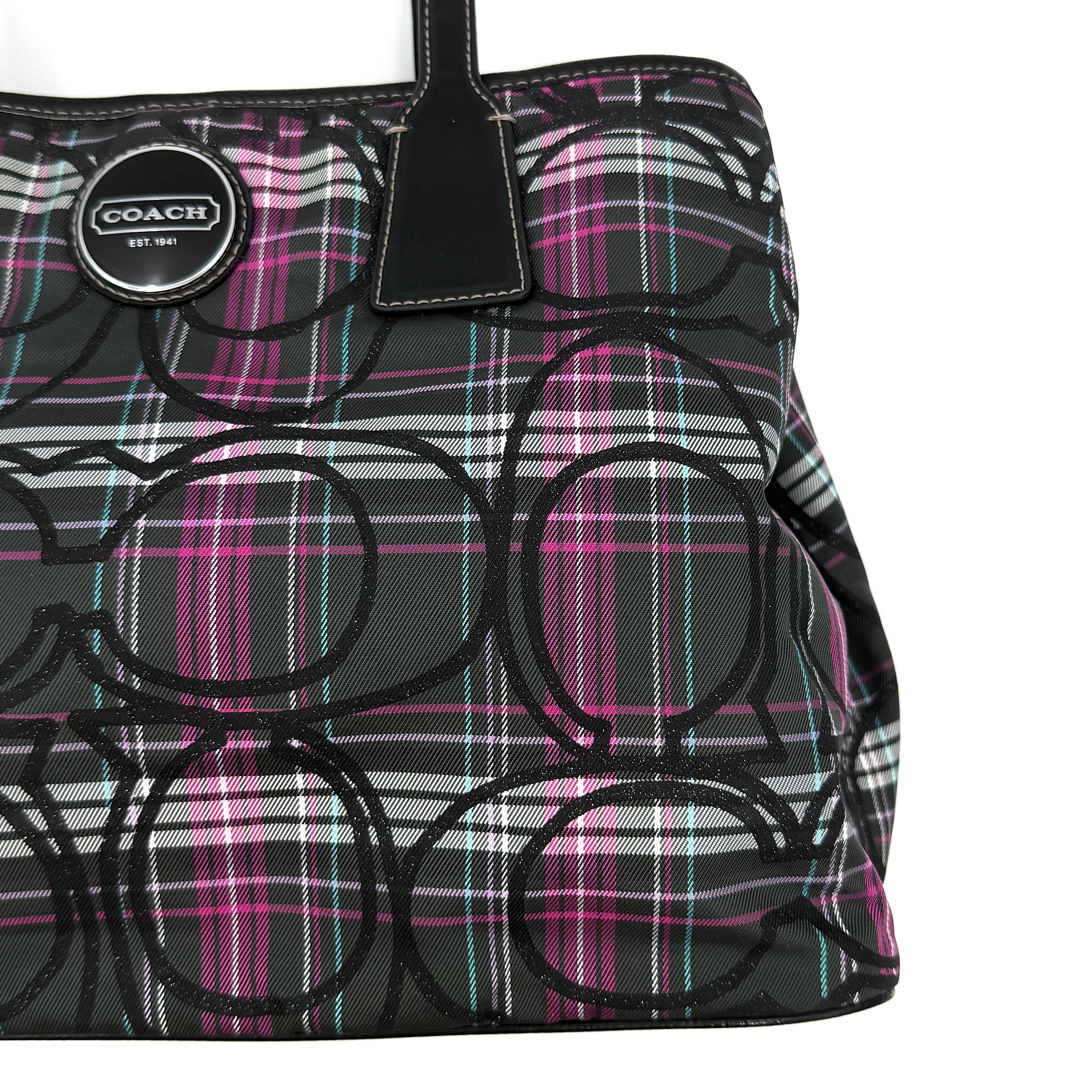 Coach Signature Tartan Kisslock Shoulder Bag Multicolor