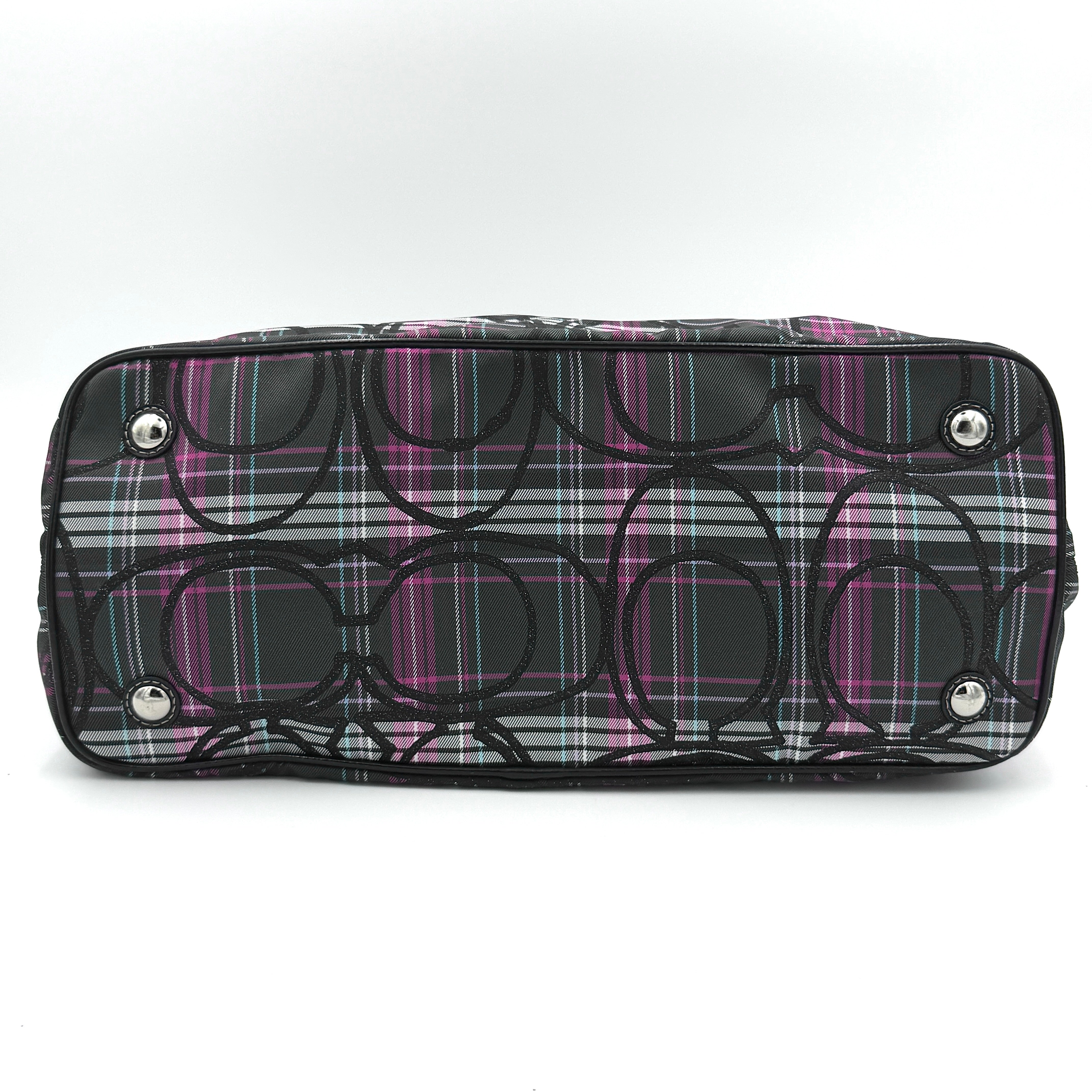 Coach Signature Tartan Kisslock Shoulder Bag Multicolor