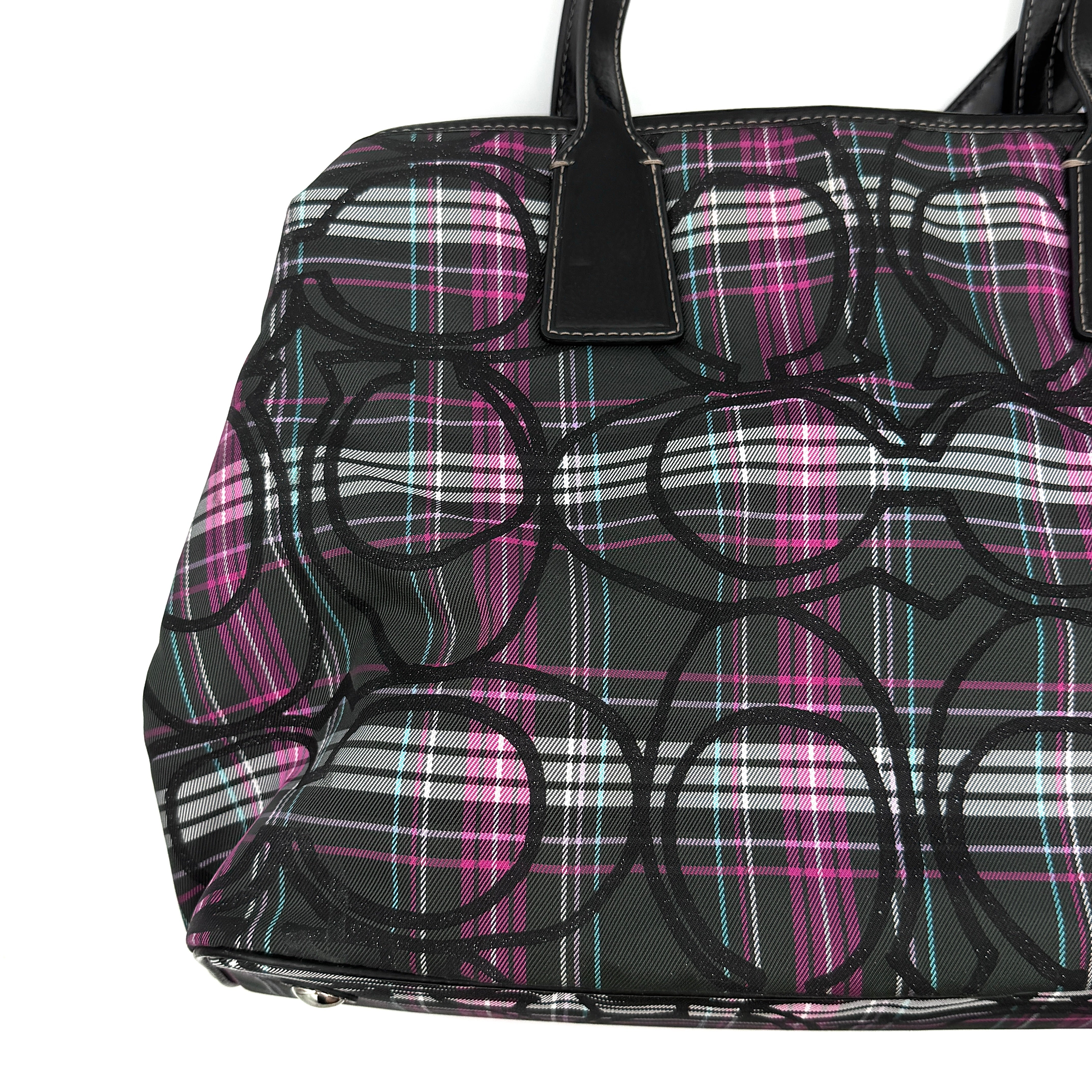 Coach Signature Tartan Kisslock Shoulder Bag Multicolor