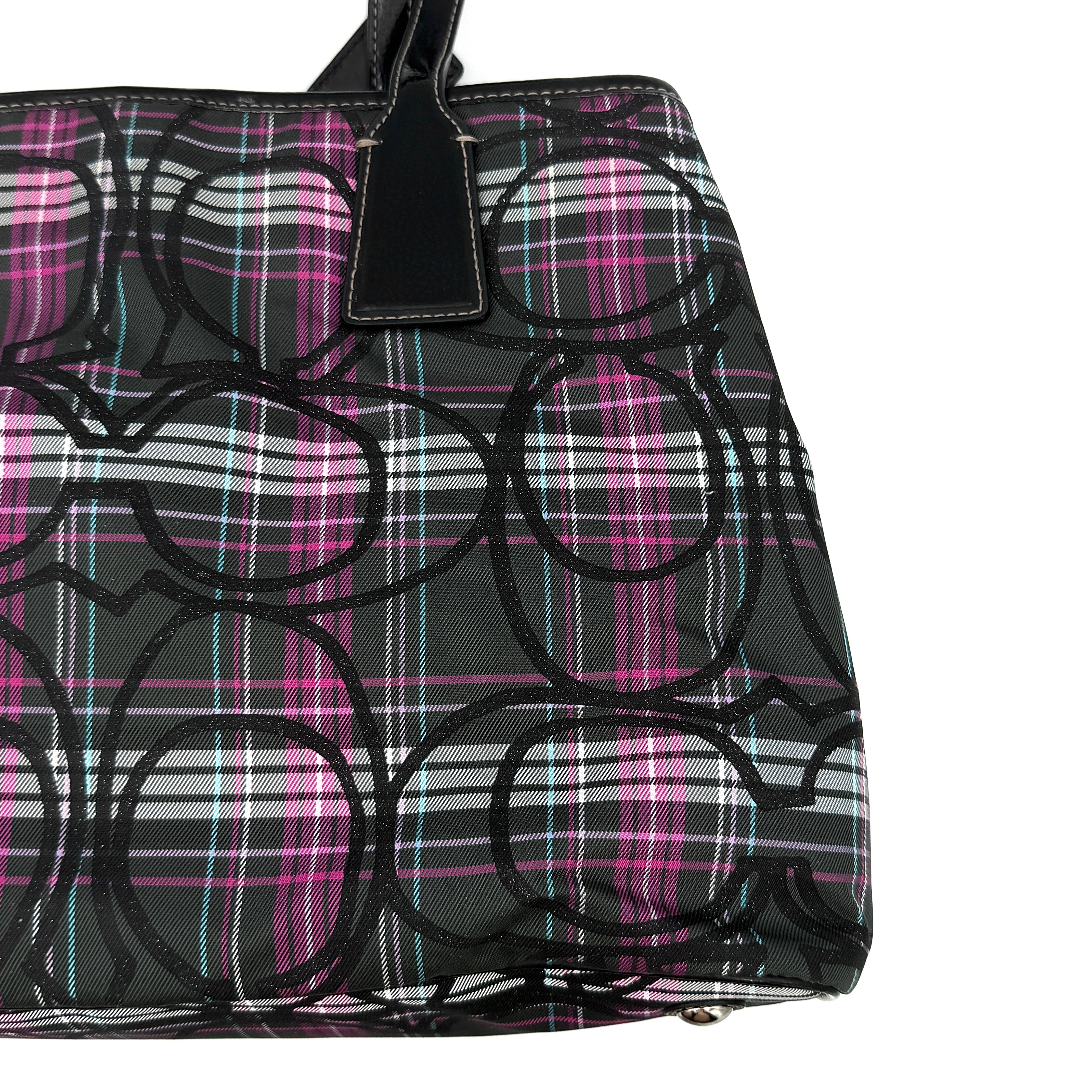 Coach Signature Tartan Kisslock Shoulder Bag Multicolor