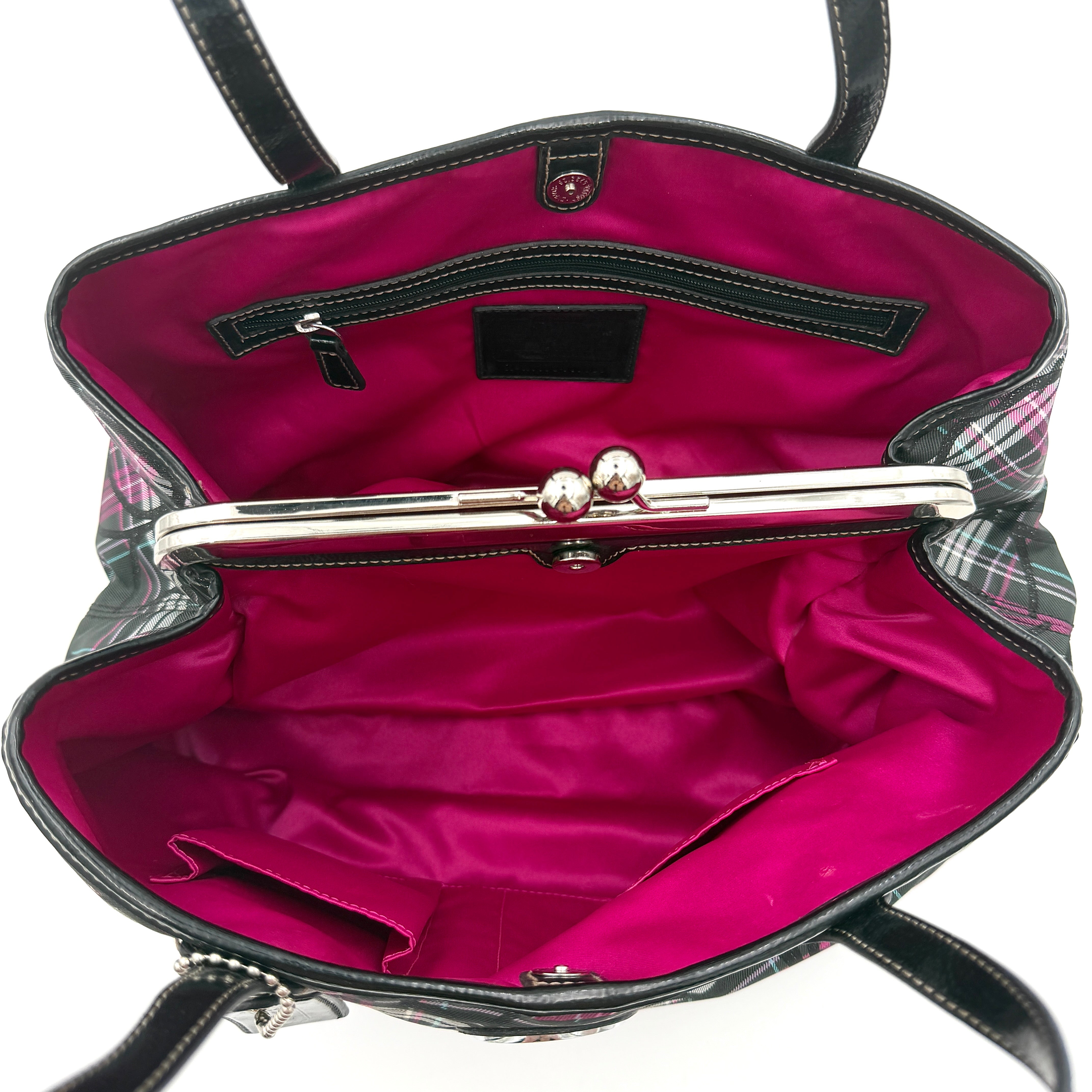 Coach Signature Tartan Kisslock Shoulder Bag Multicolor