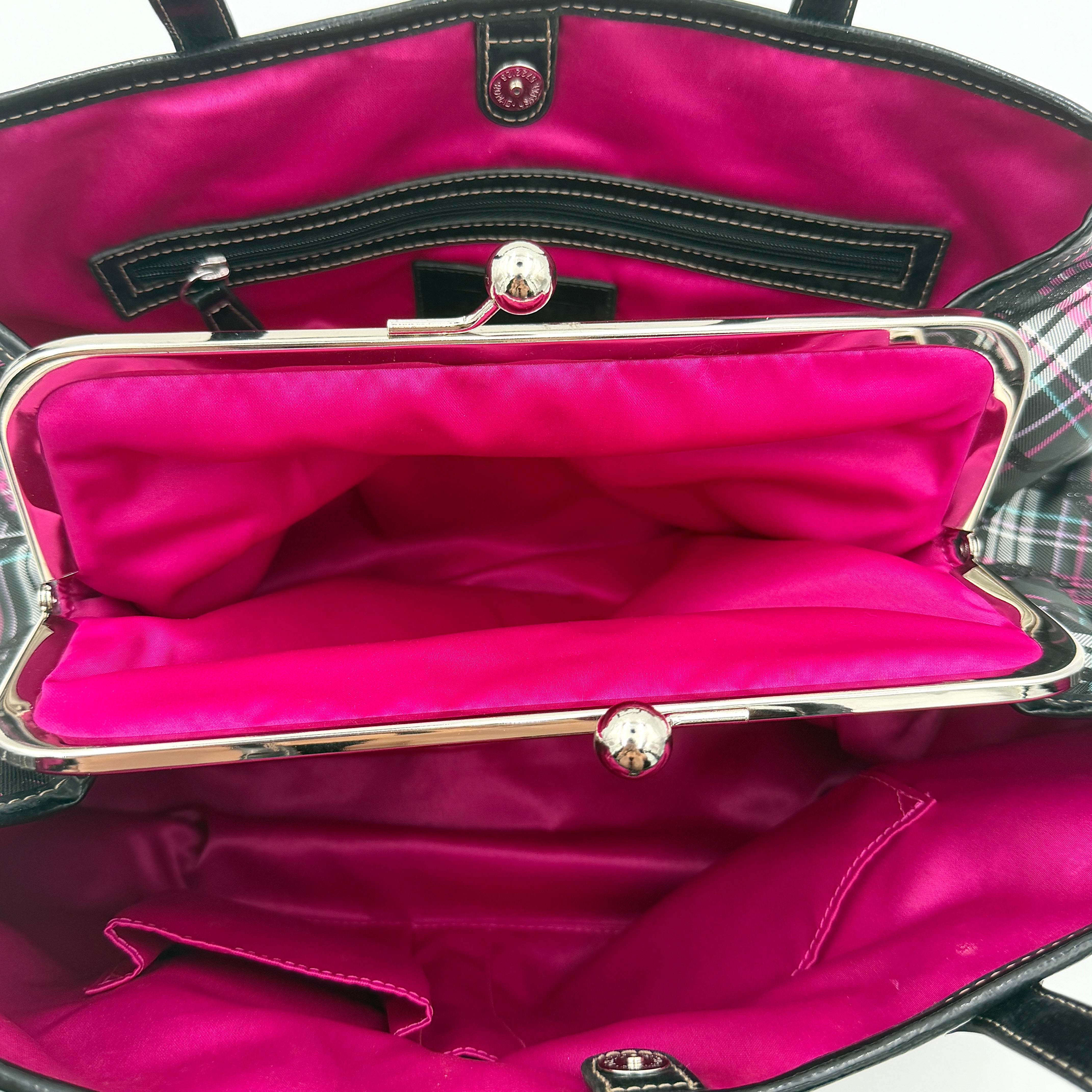 Coach Signature Tartan Kisslock Shoulder Bag Multicolor