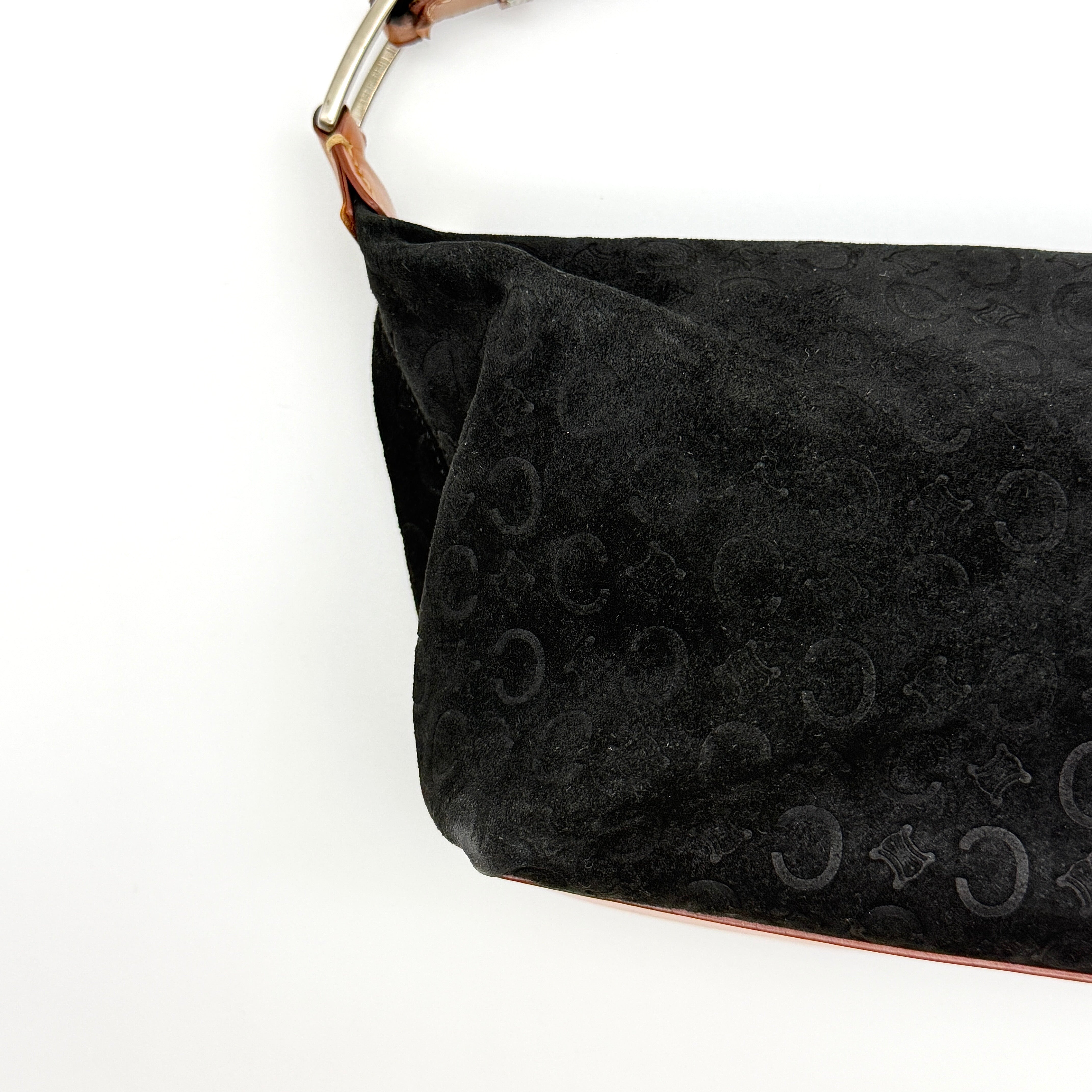 Celine Suede Shoulder Bag Black